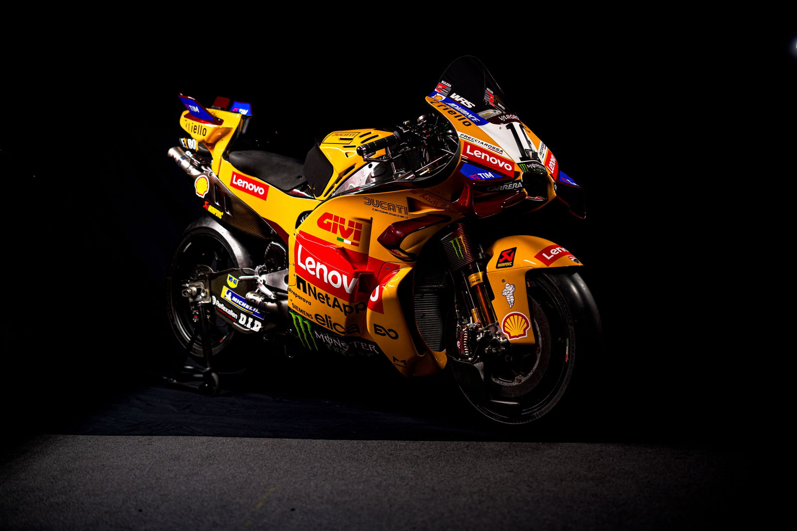 Yellow Ducati Desmosedici GP motorcycle