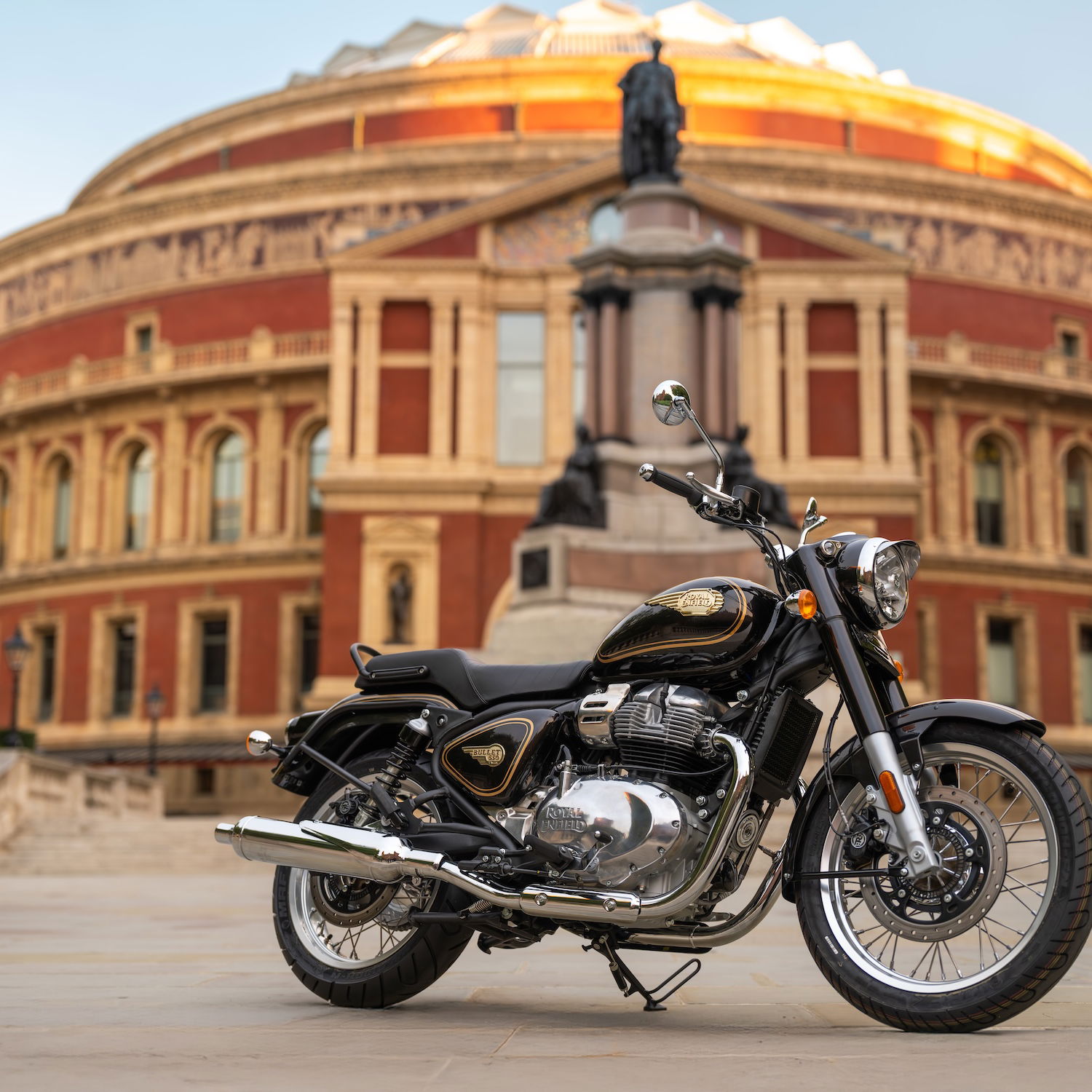 The Royal Enfield Bullet 650 outside Royal Albert Hall