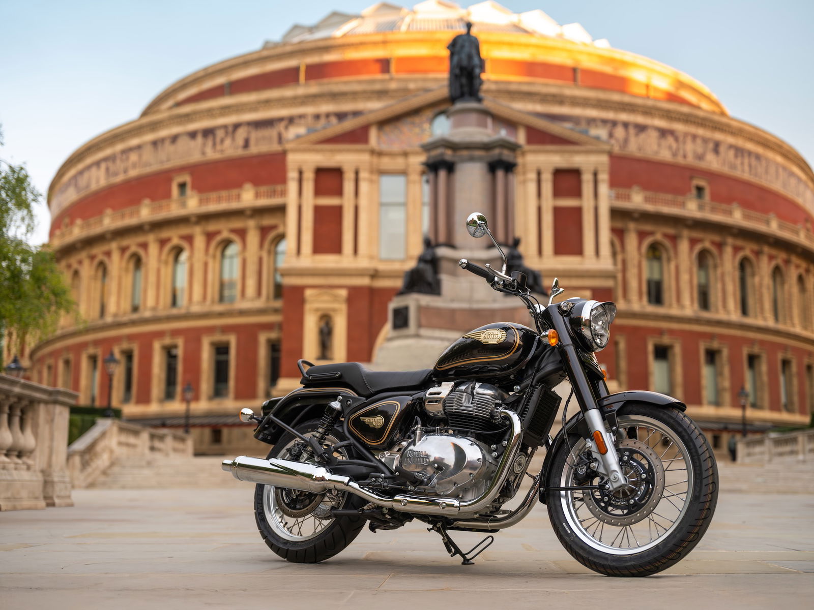 The Royal Enfield Bullet 650 outside Royal Albert Hall