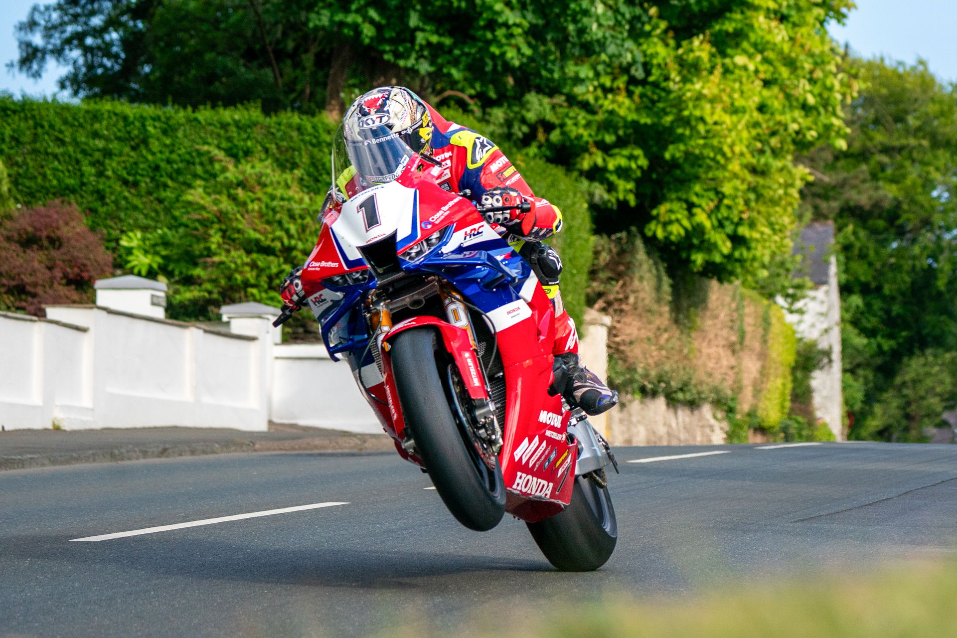 John McGuinness riding a Honda Fireblade at the Isle of Man TT