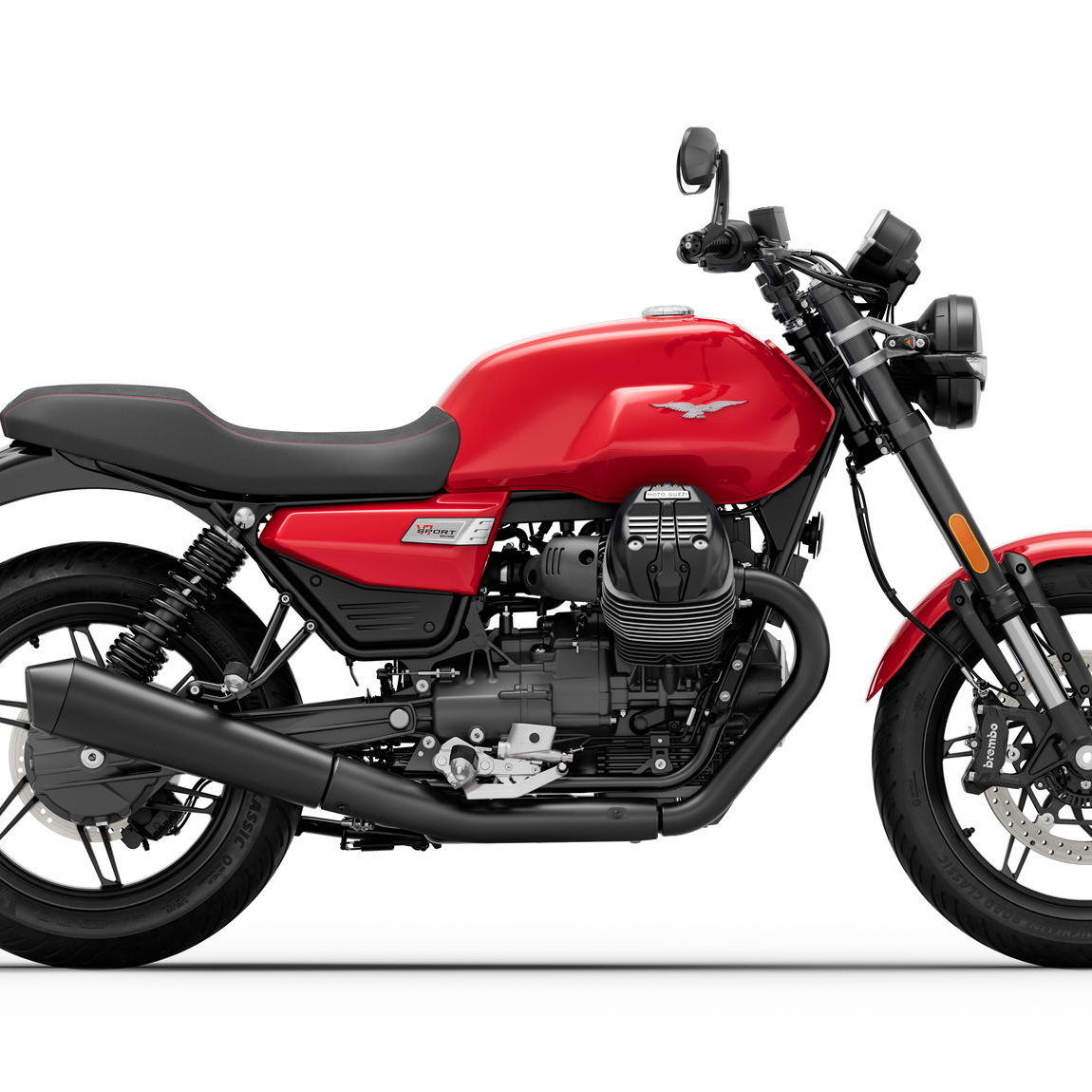 Moto Guzzi V7 motorcycle in red