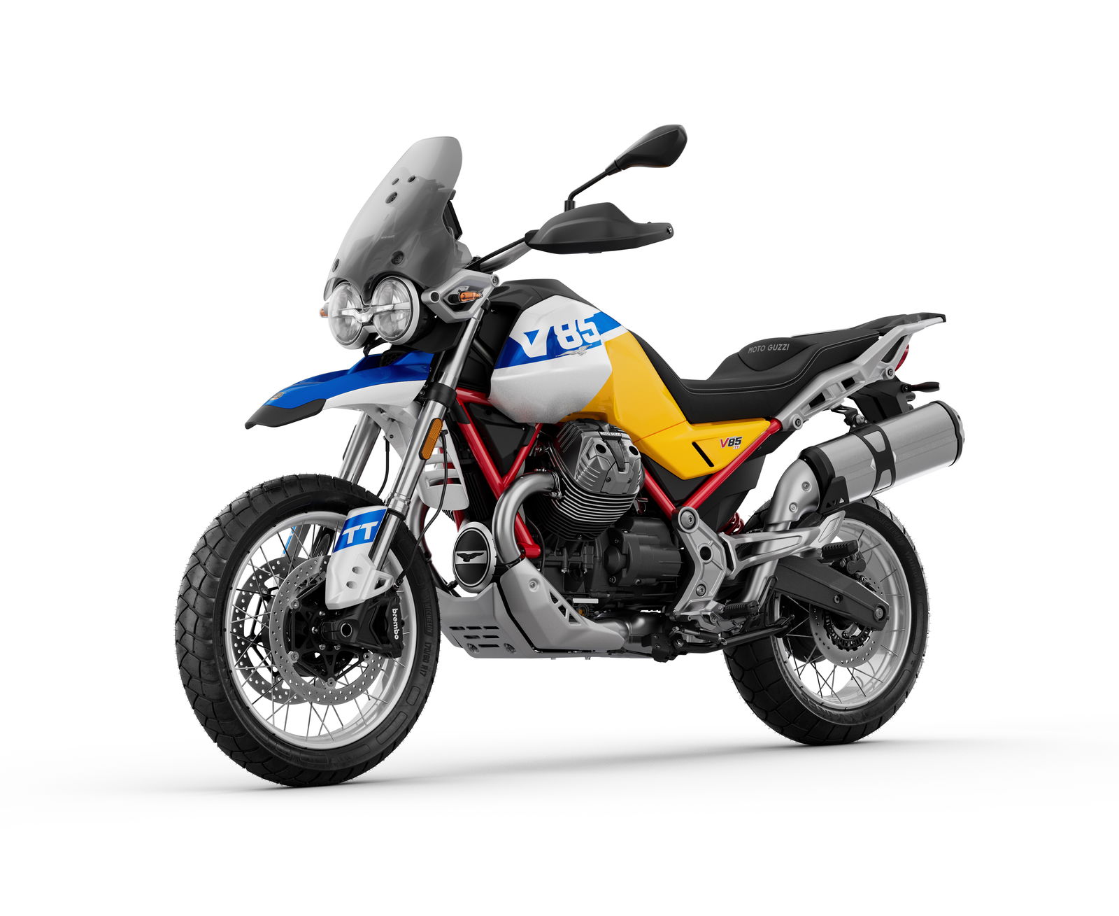 Moto Guzzi V85 bike wearing a new 2026 colourway