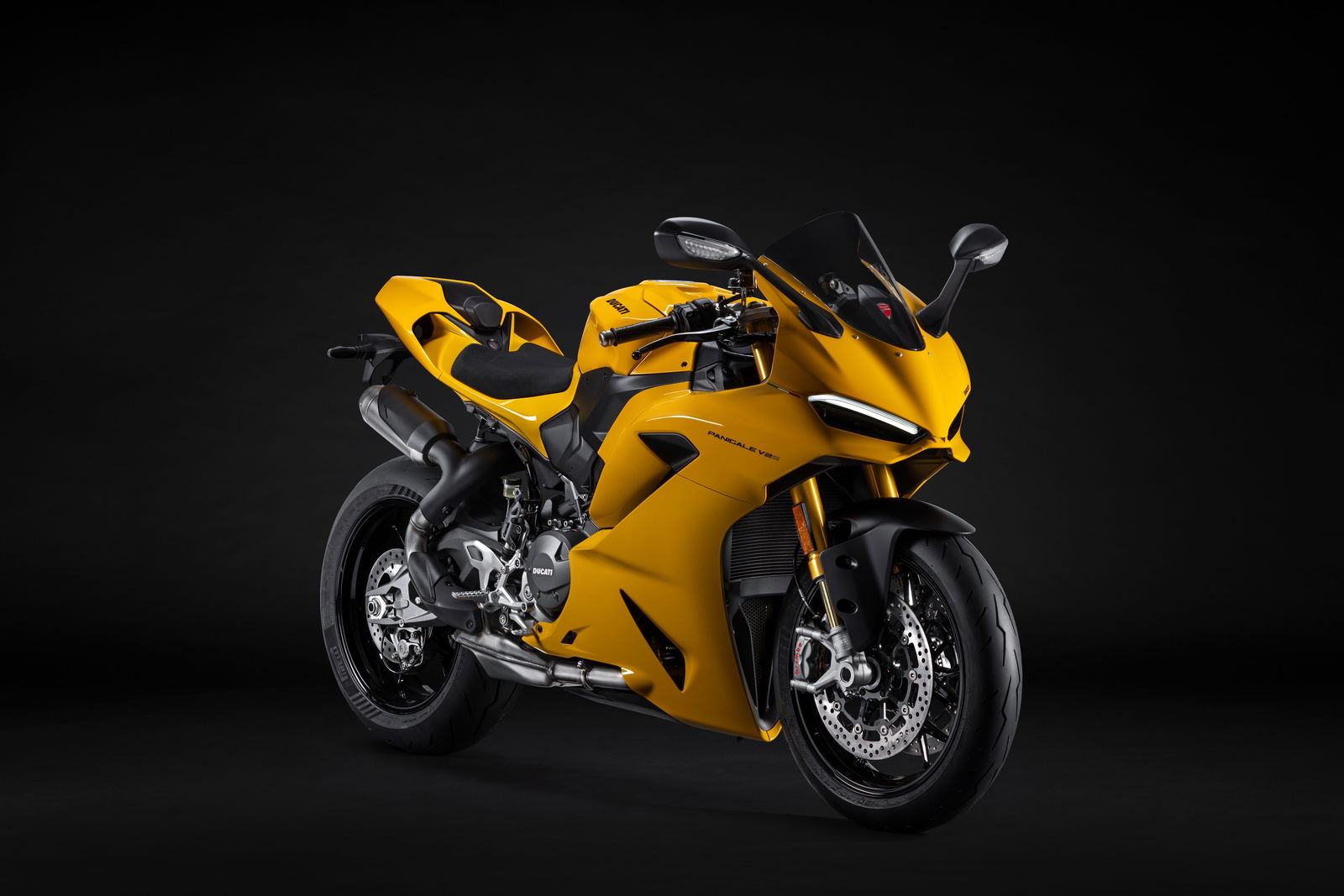 Panigale V2 S in yellow with an under the seat exhaust