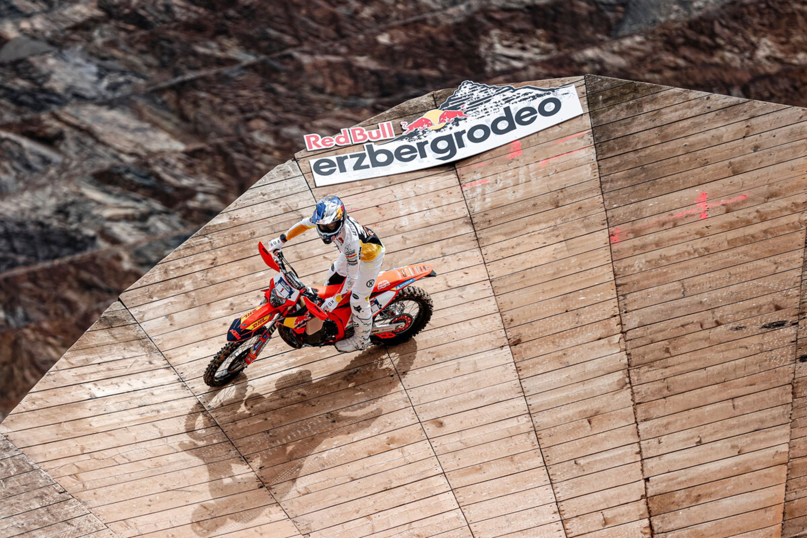 KTM motorcycle on a sharp incline
