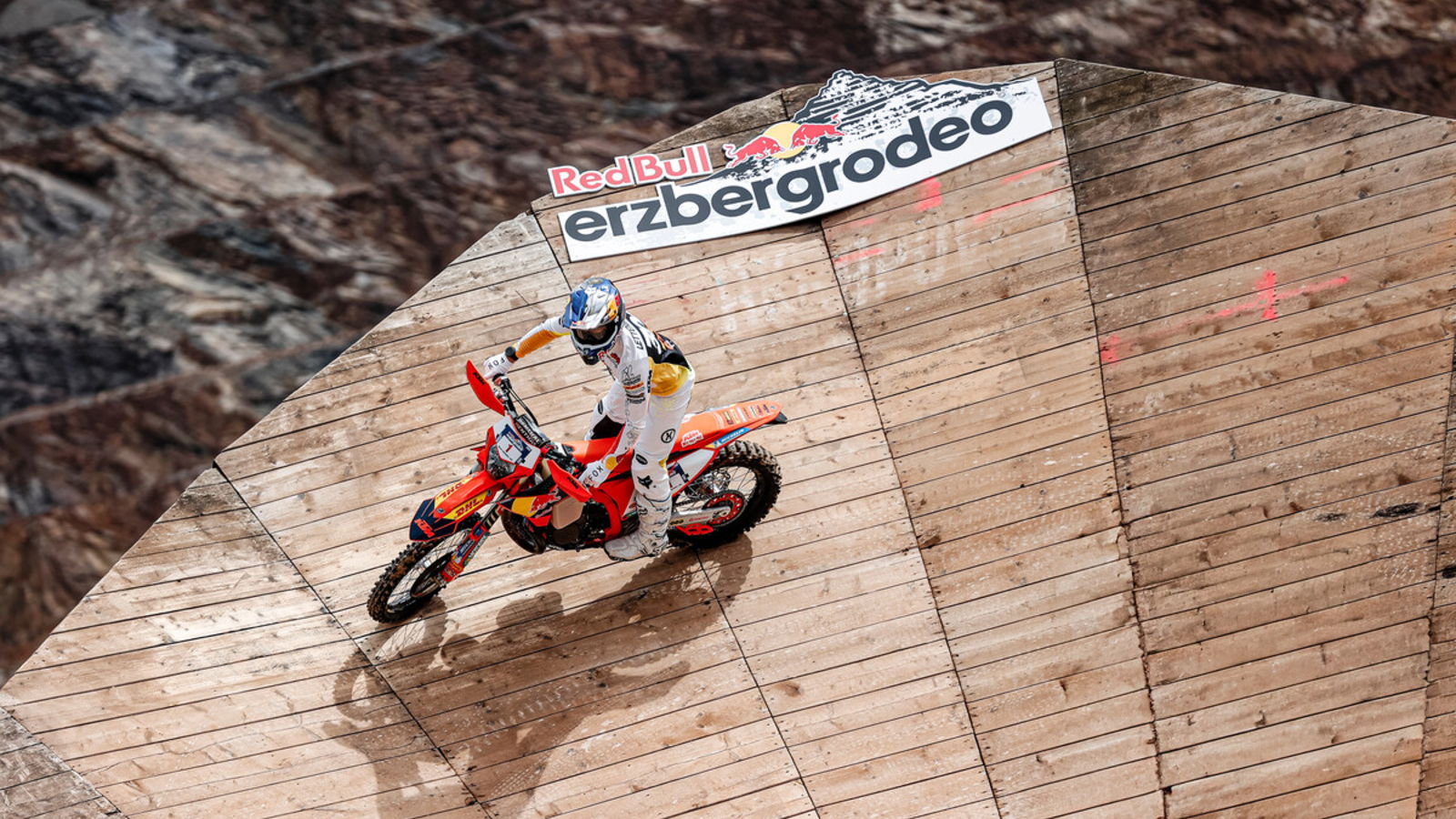 KTM motorcycle on a sharp incline