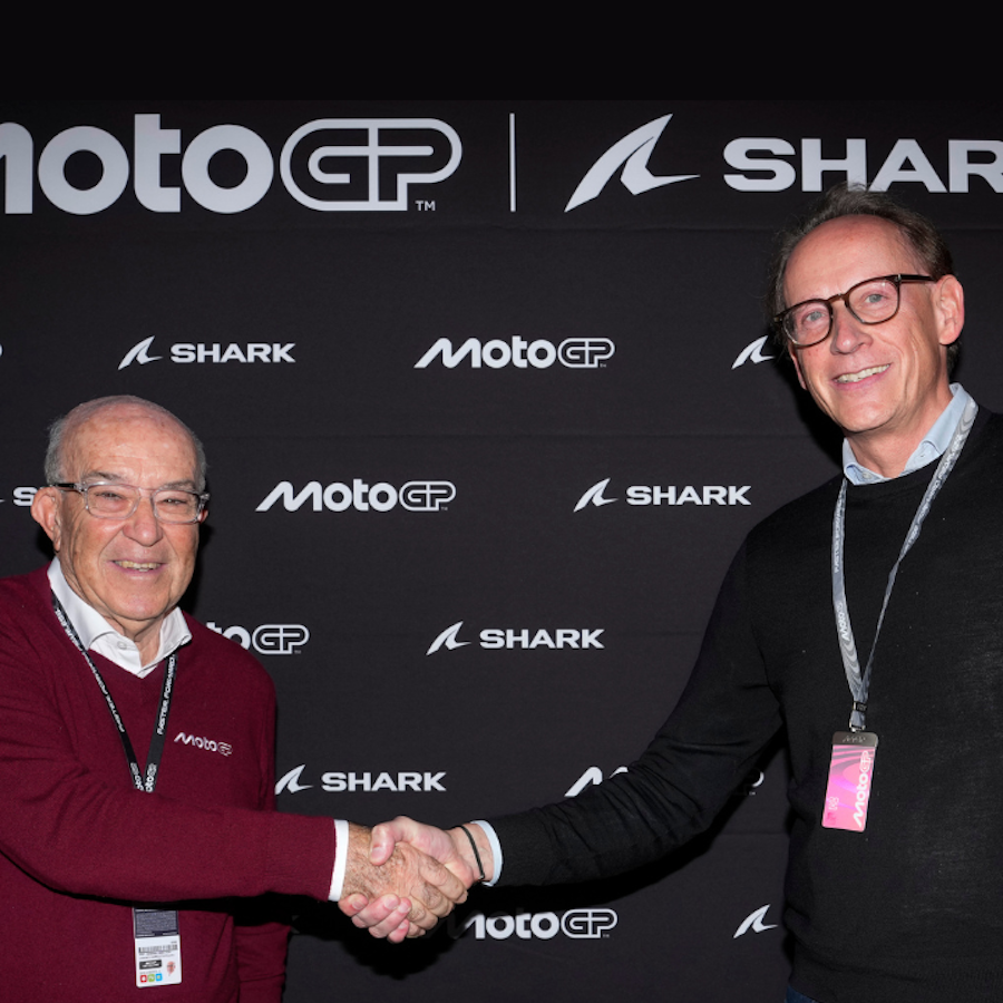 Carmelo Ezpeleta , Dorna Sports (L) and Christophe Merkel, 2 Ride (R)