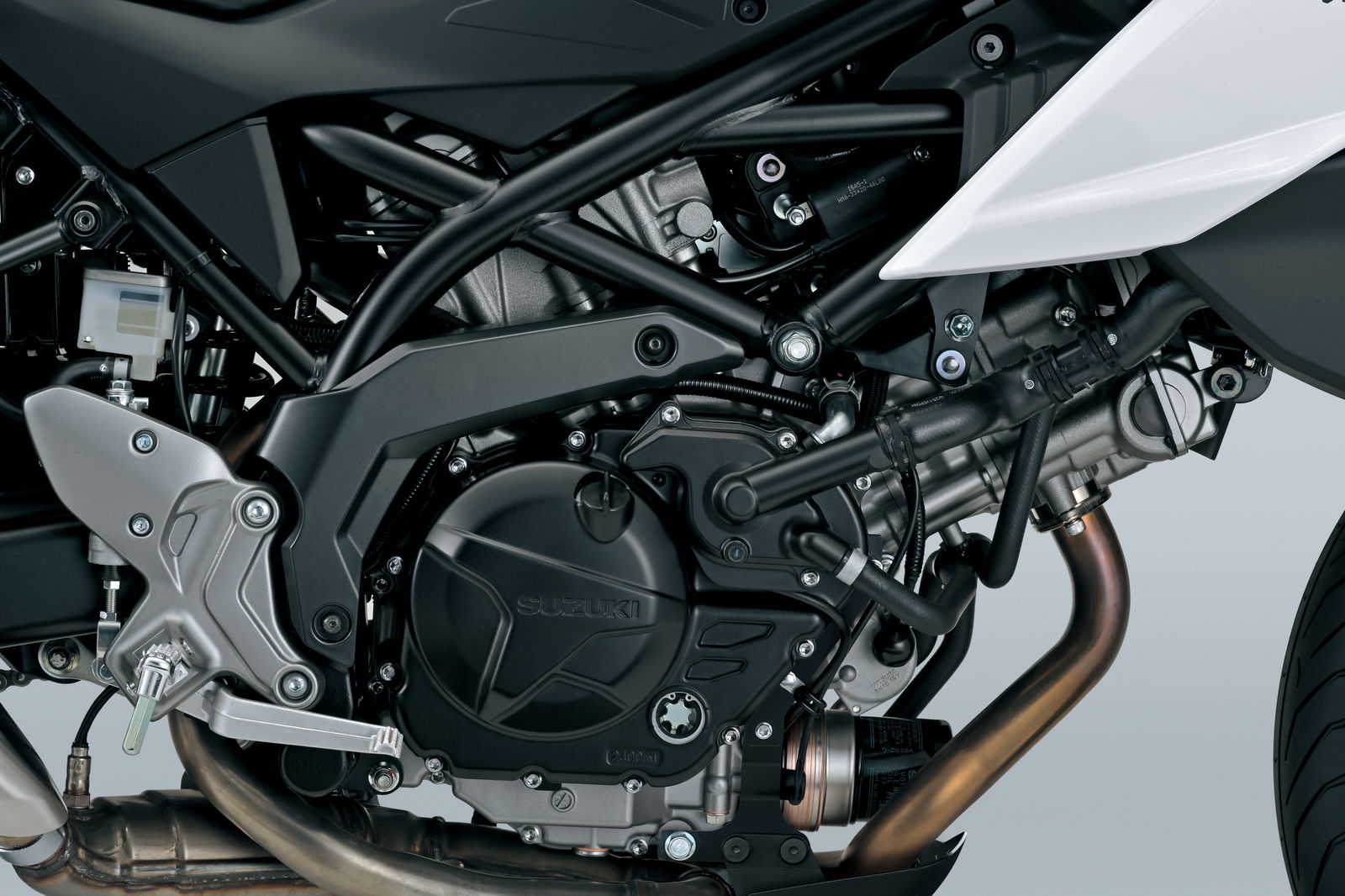 The engine is a retuned version of the SV650 V-Twin