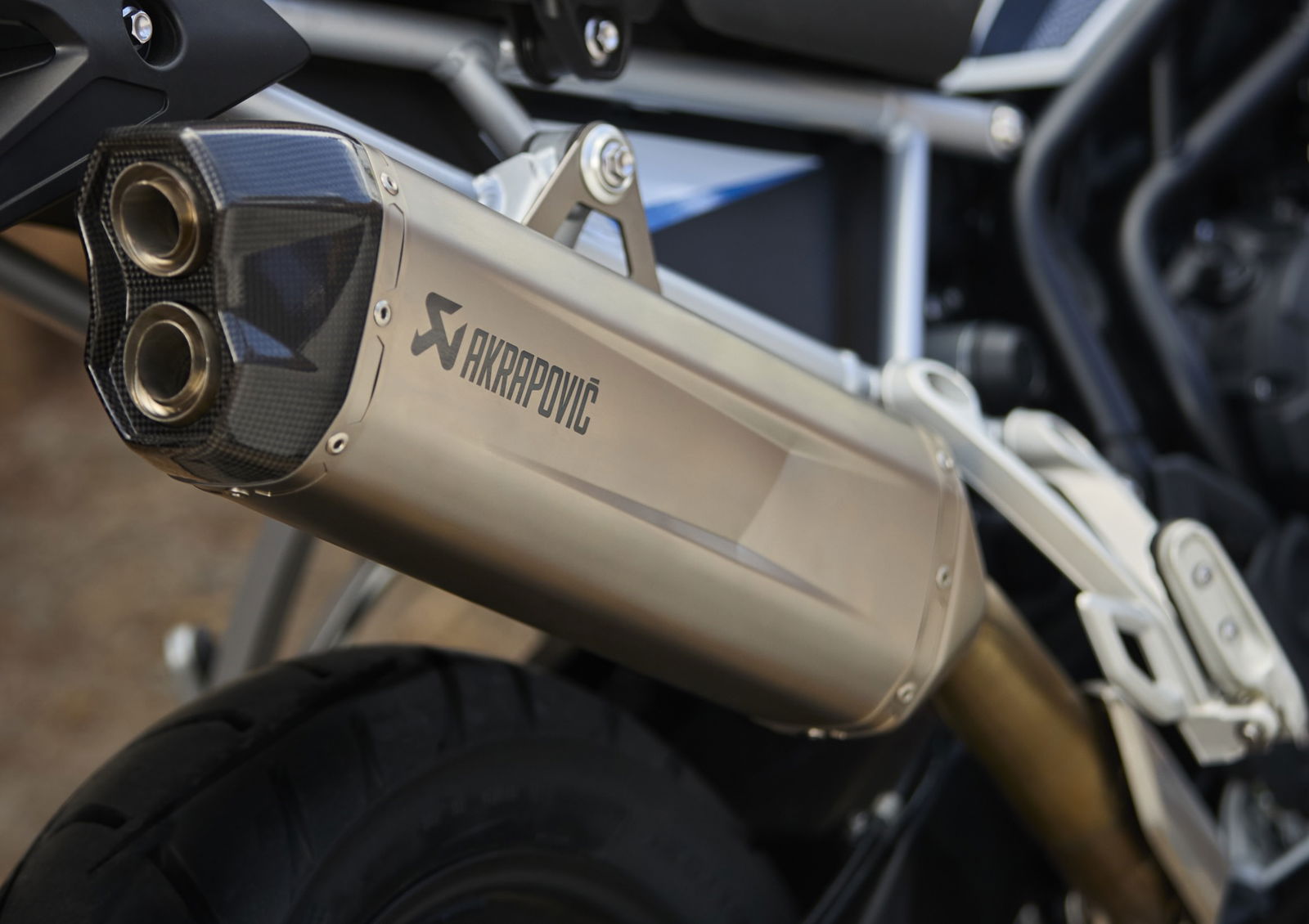 The Akrapovic exhaust is standard