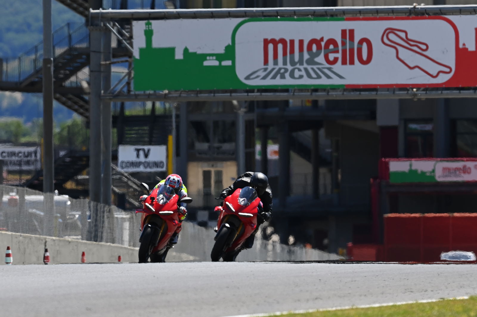 Ducati Panigale V4 bikes on track at Mugello