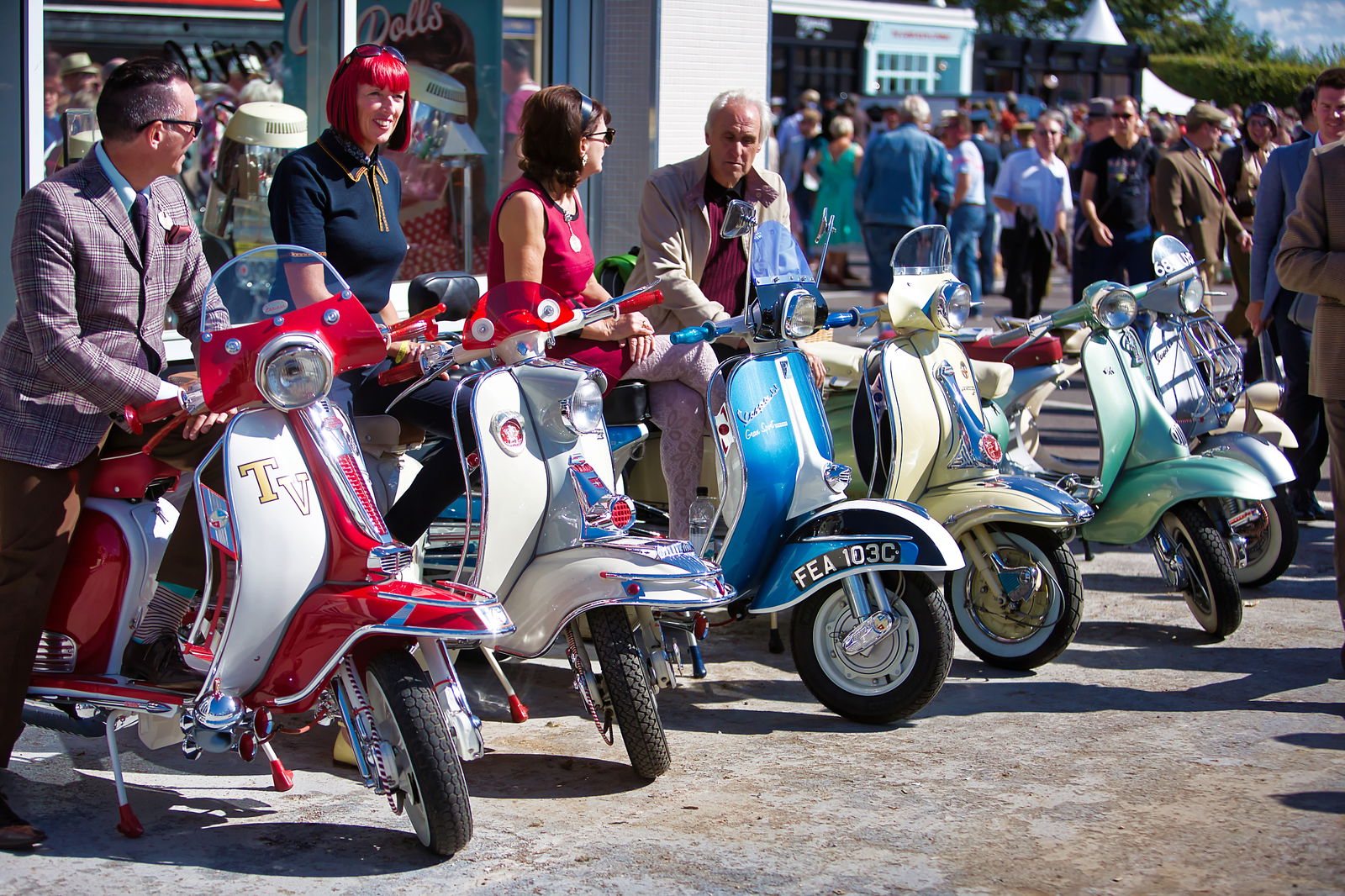 Vespa scooters at Goodwood in 2018. Photo credit - Tony Willitt