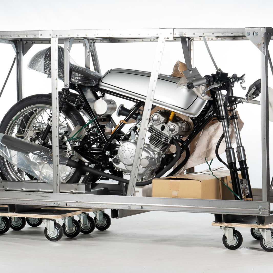 Honda CB50R in its crate