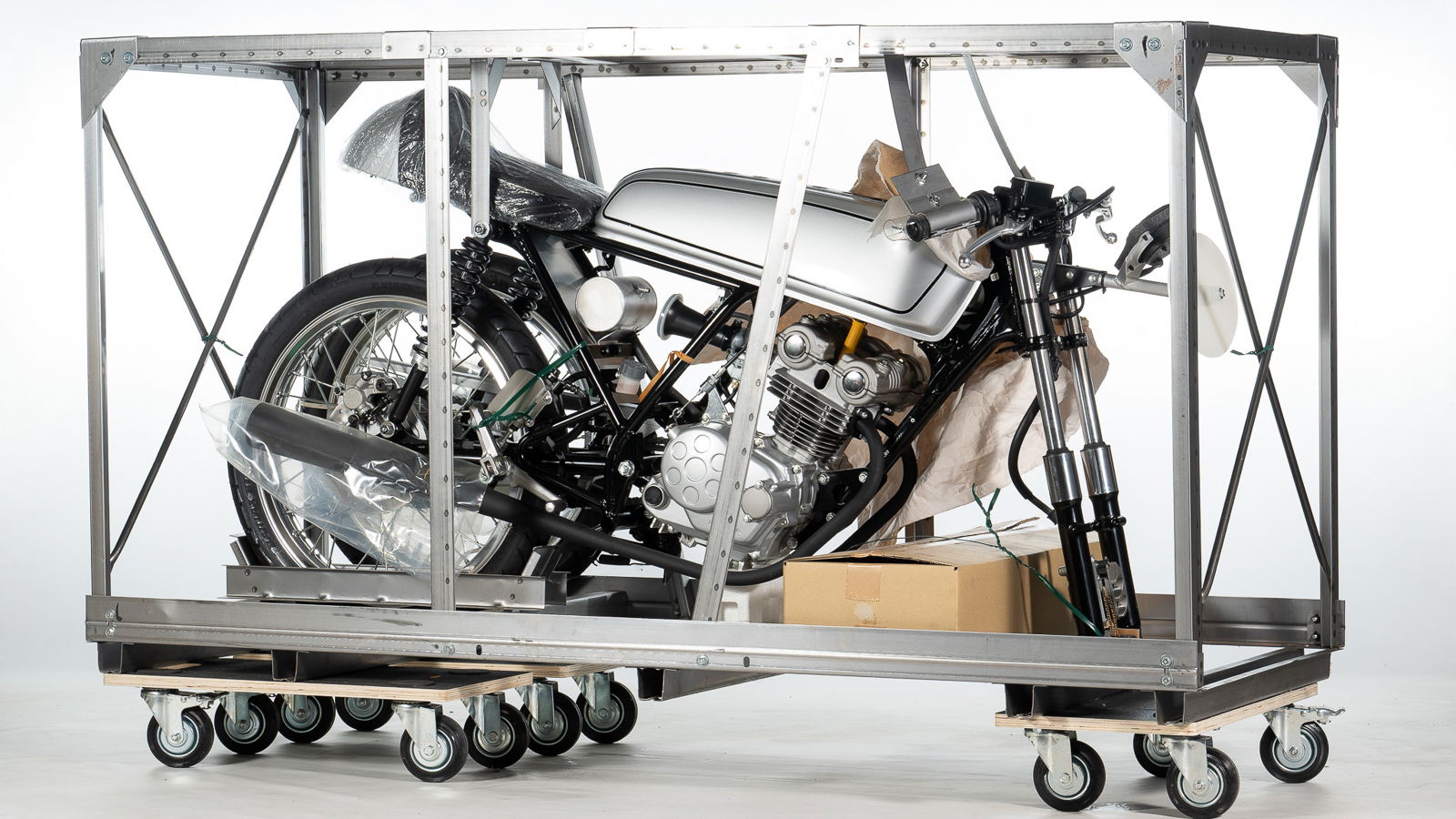 Honda CB50R in its crate