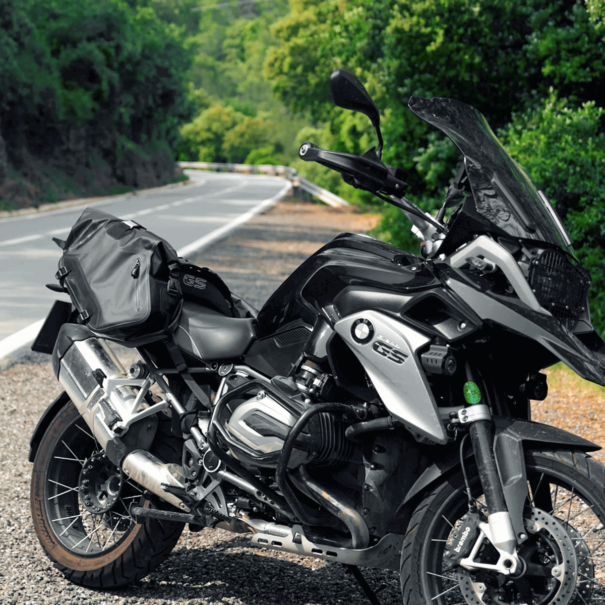 LS2 luggage on a BMW motorcycle