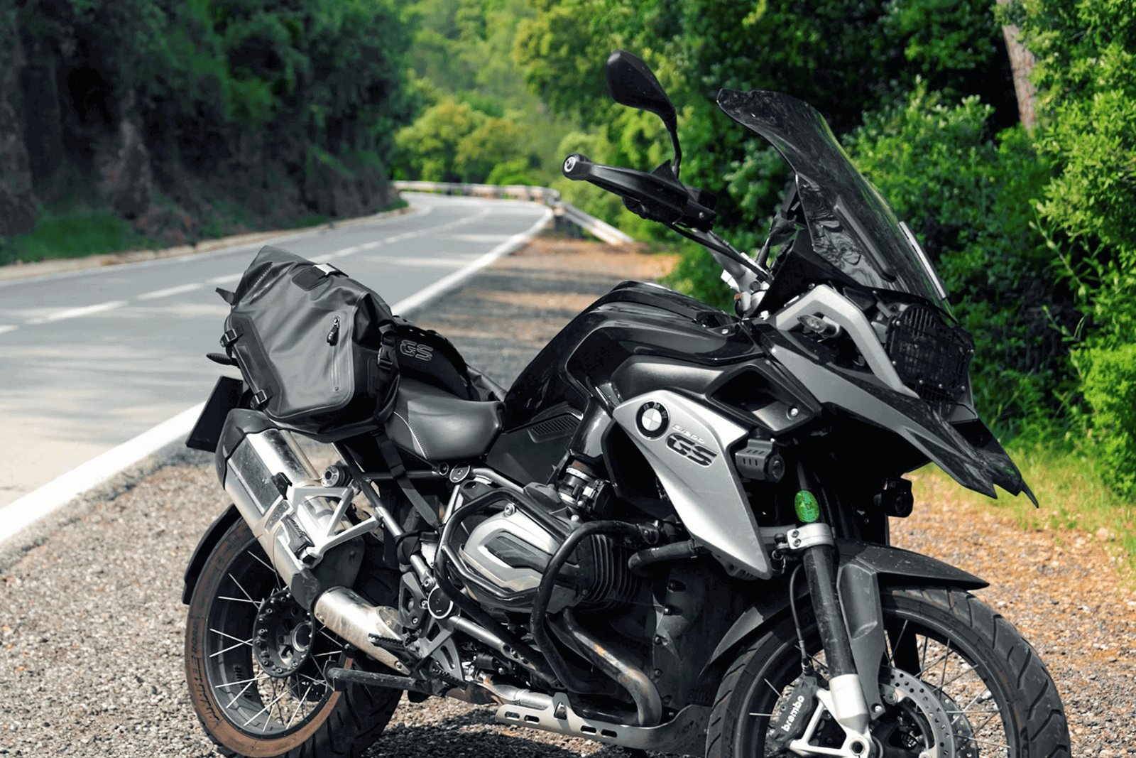 LS2 luggage on a BMW motorcycle