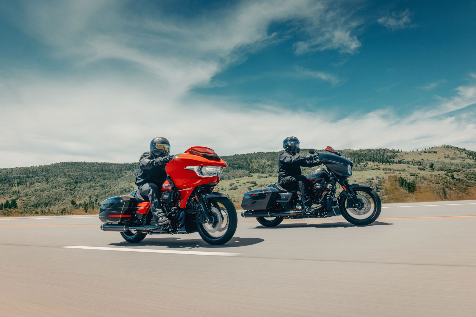 The CVO Road Glide (L) and Street Glide (R)