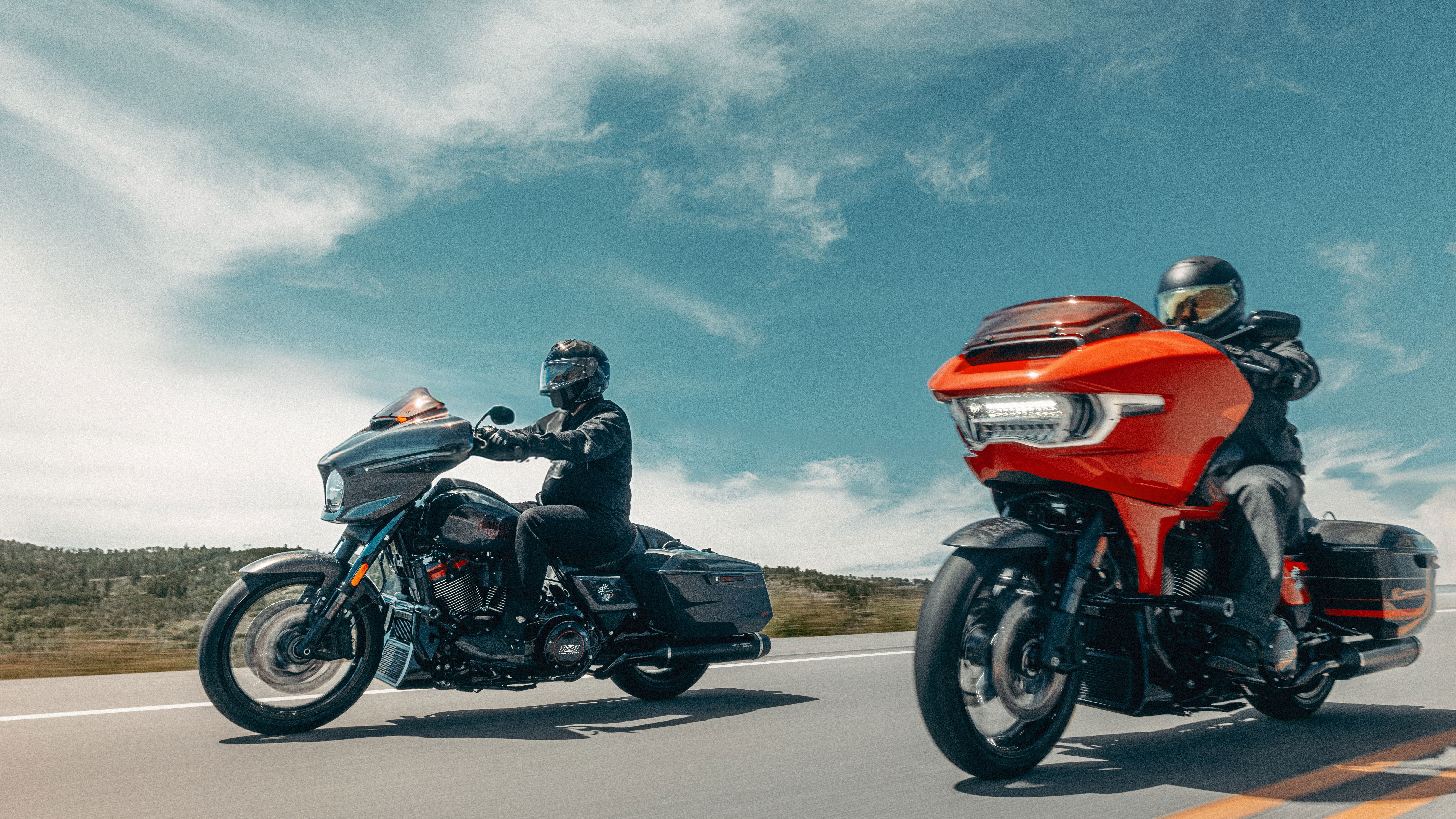 The CVO Street Glide ST (L) and CVO Road Glide ST (R)