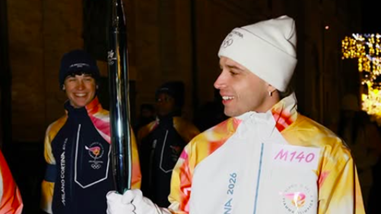 Marco Bezzecchi carries 2026 Winter Olympic flame on 5 January. Credit: Instagram/MotoGP.