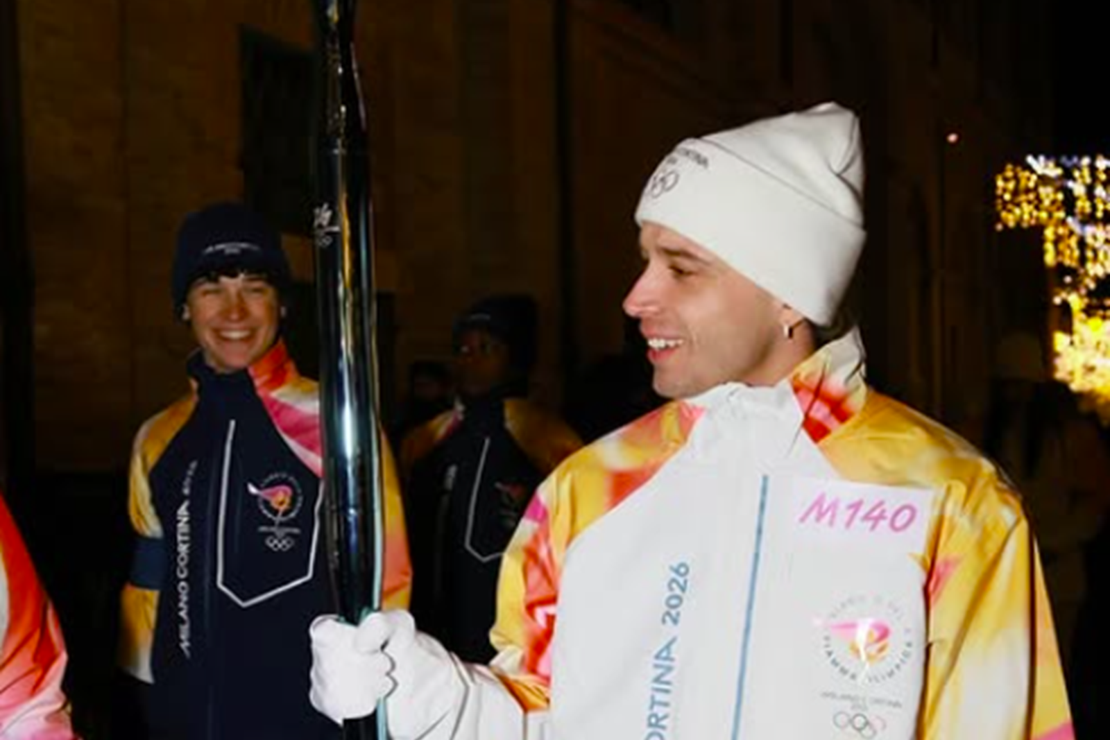 Marco Bezzecchi carries 2026 Winter Olympic flame on 5 January. Credit: Instagram/MotoGP.