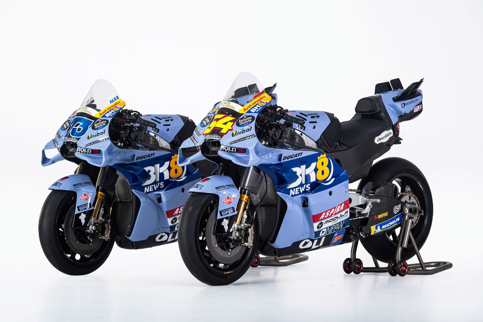 Fermin Aldeguer's and Alex Marquez's 2026 Gresini Ducatis. Credit: Gresini Racing.