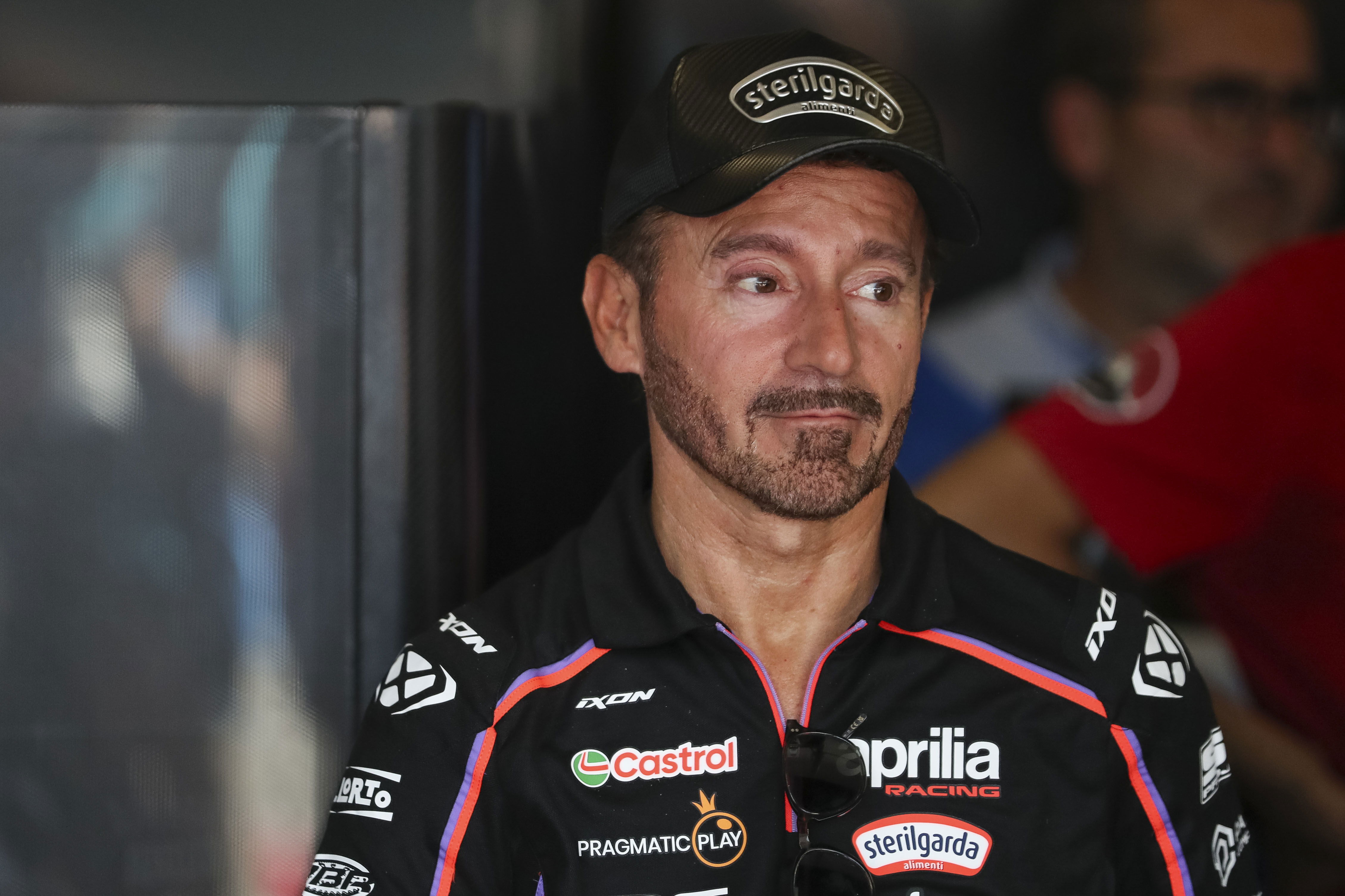 Max Biaggi, 2025 MotoGP San Marino Grand Prix, pit box. Credit: Gold and Goose.