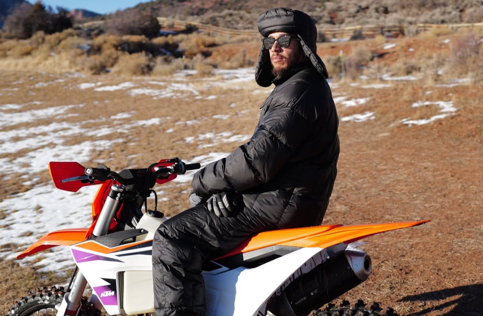 Lewis Hamilton on 2024 KTM XC-F 250. Credit: Instagram/Lewis Hamilton.