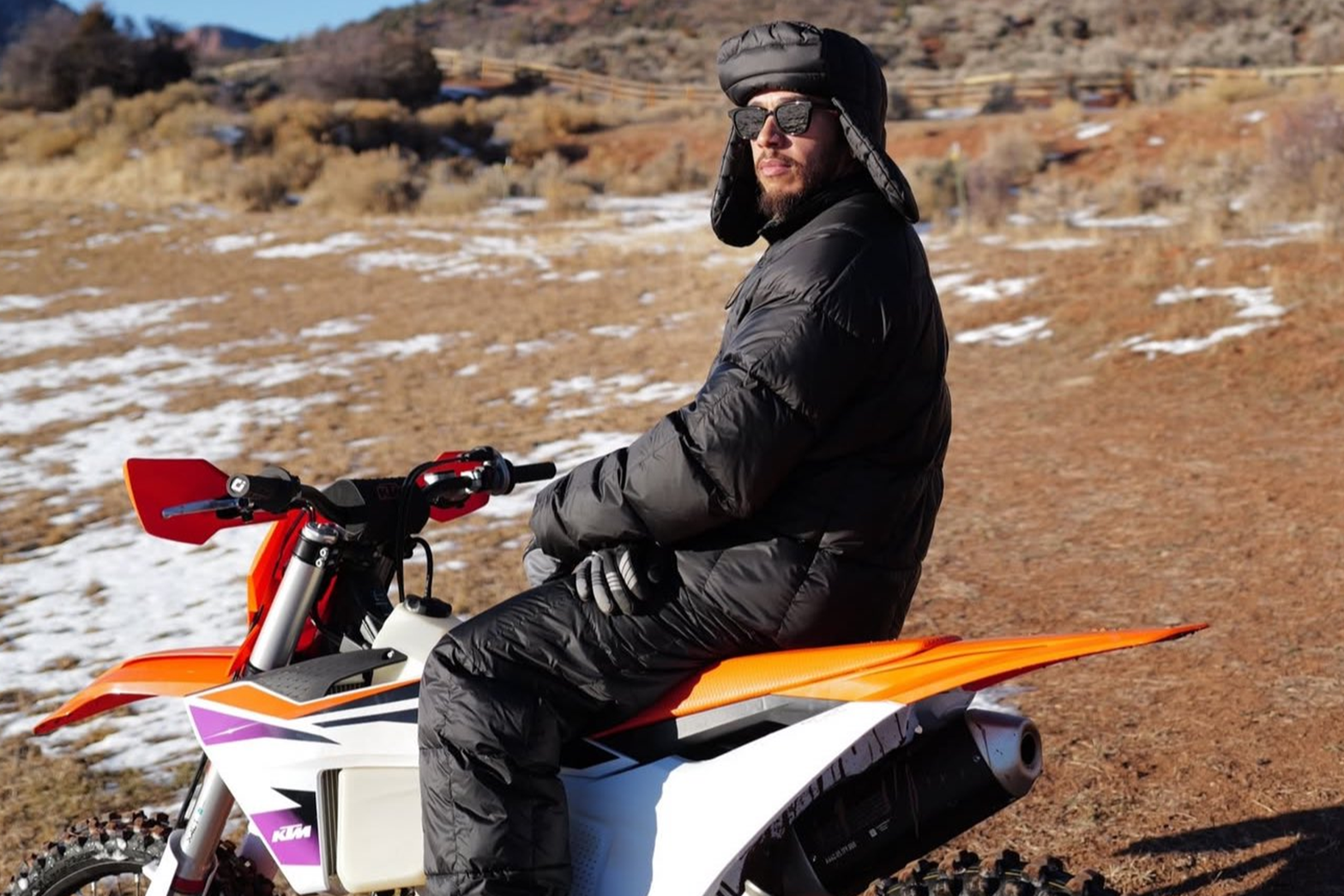 Lewis Hamilton on 2024 KTM XC-F 250. Credit: Instagram/Lewis Hamilton.