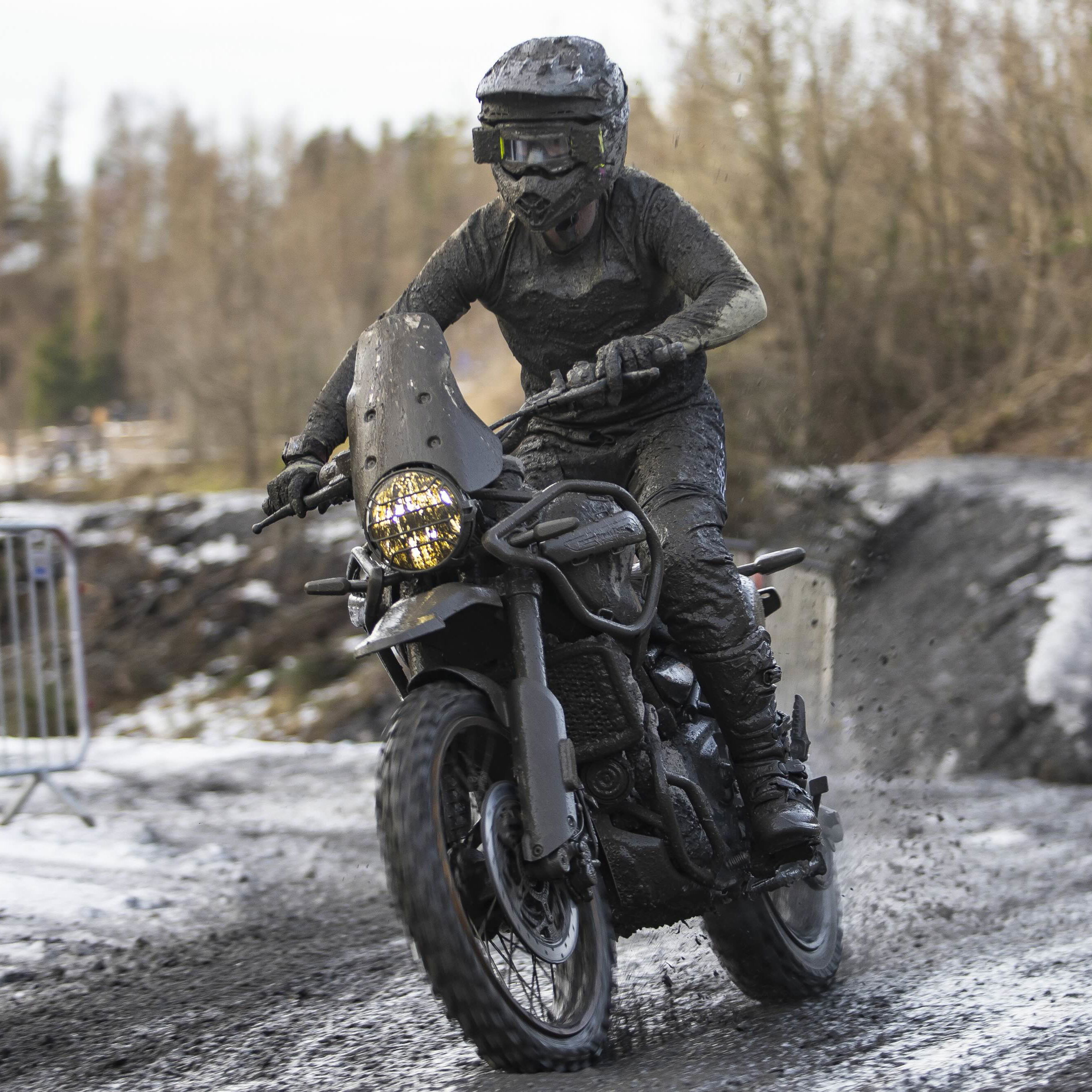 Royal Enfield Himalayan 450 racing in Wales