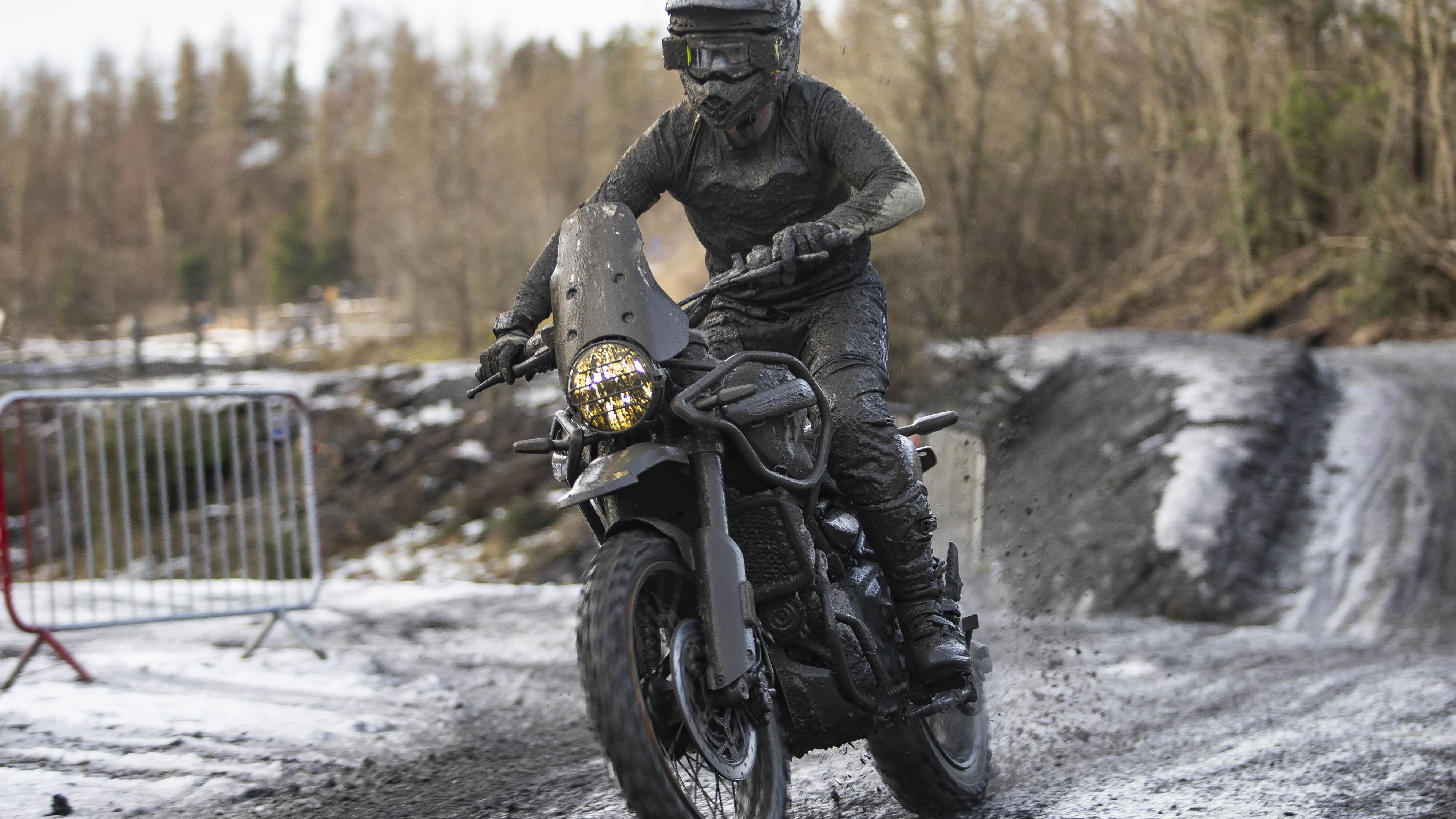 Royal Enfield Himalayan 450 racing in Wales