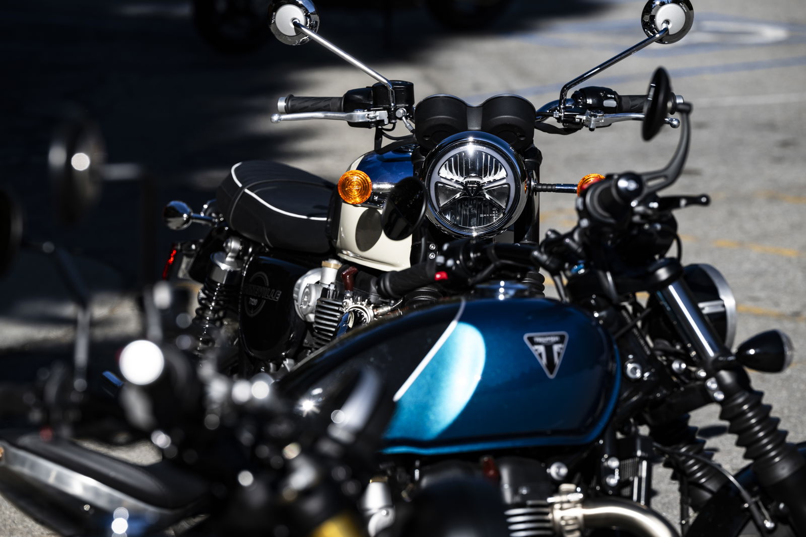 2026 Triumph Bonneville T120 with the new Bobber in the foreground
