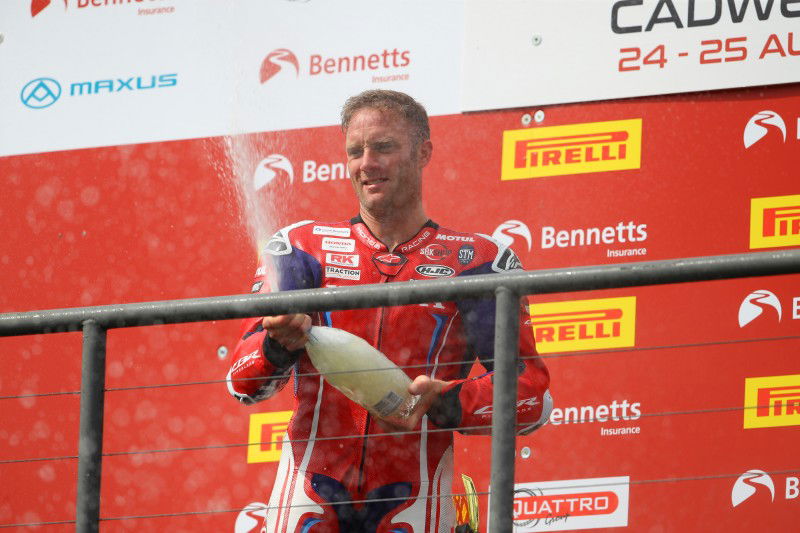 Tommy Bridewell on the podium at a BSB race with Honda Racing UK