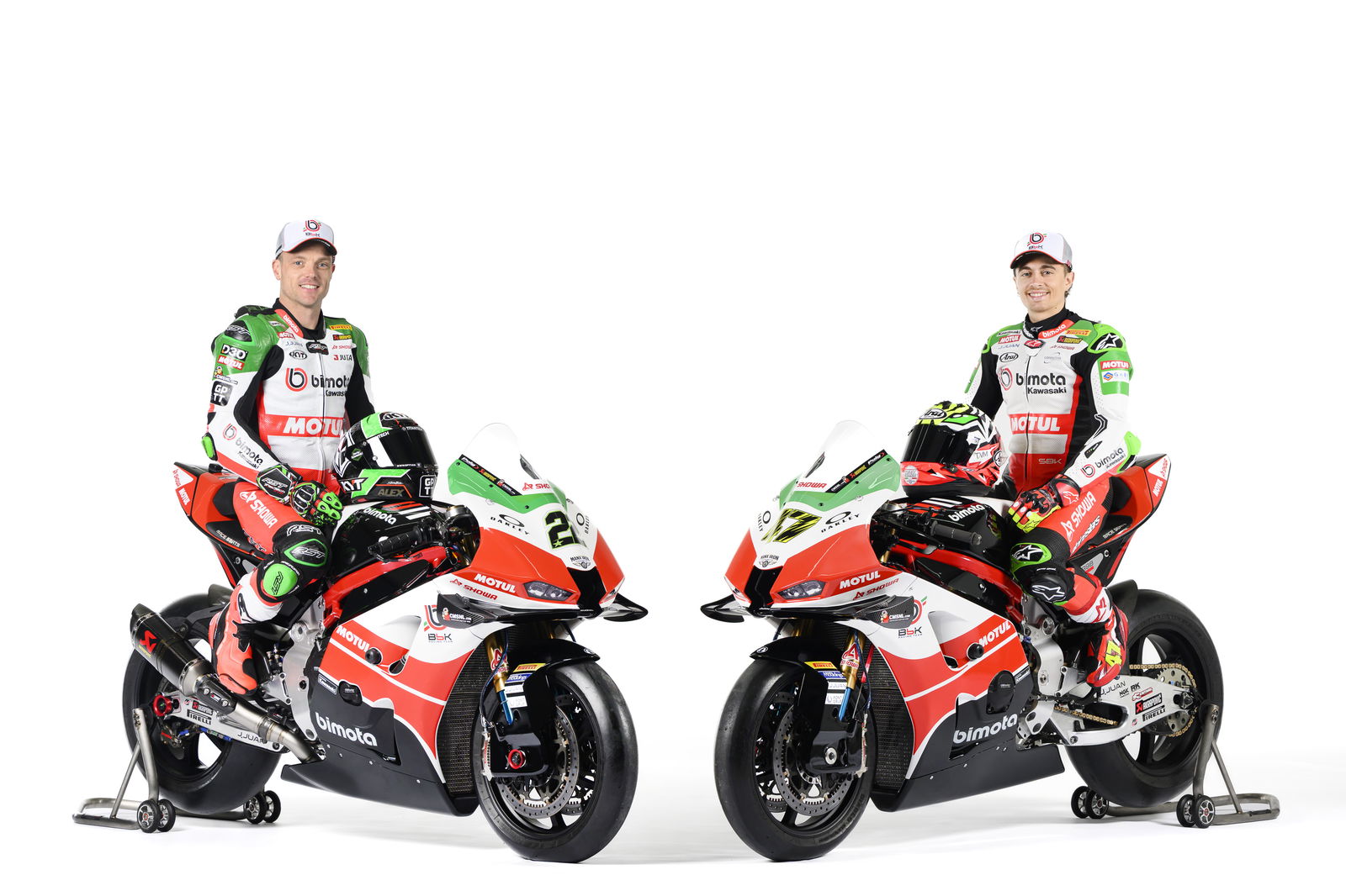 Alex Lowes and Axel Bassani on 2026 Bimota KB998 WorldSBK bikes. Credit: Bimota by Kawasaki Racing Team.