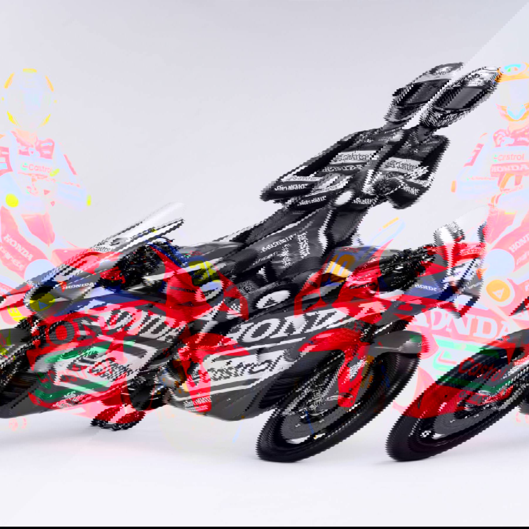 Joan Mir, Luca Marini, on 2026 factory Honda MotoGP bikes. Credit: Honda Racing Corporation.