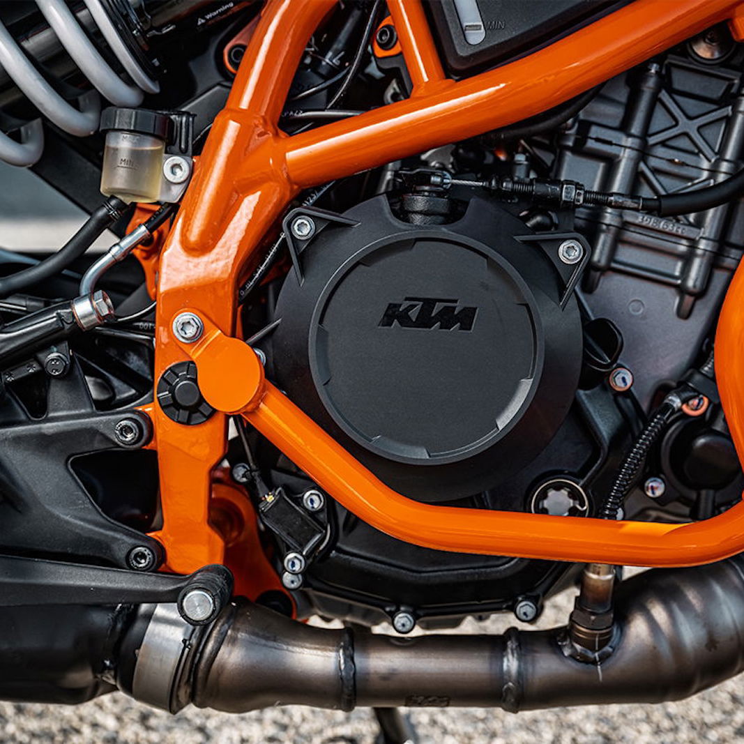 A KTM 390 LC8c engine