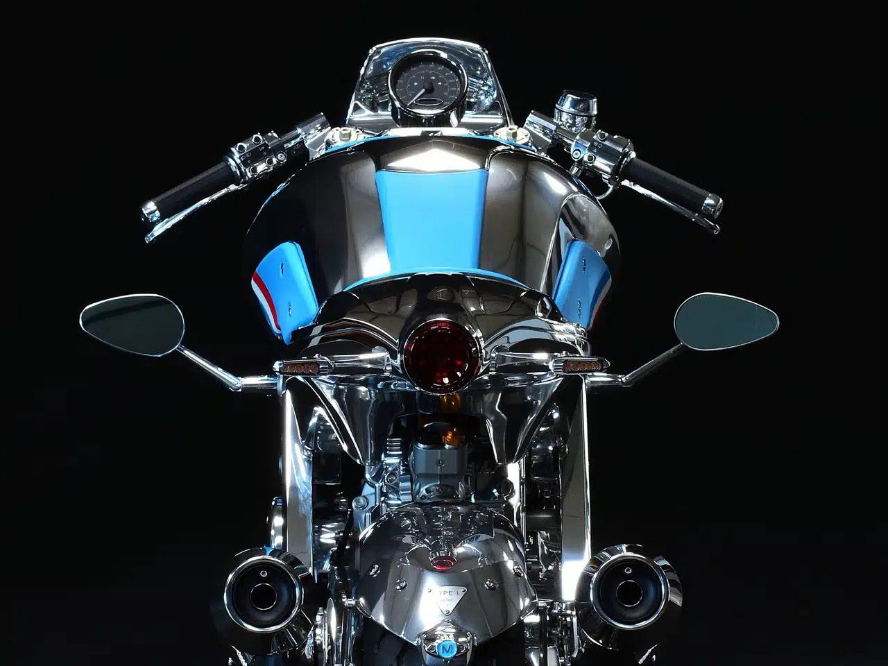 The rear of the new Midual Francaise motorcycle