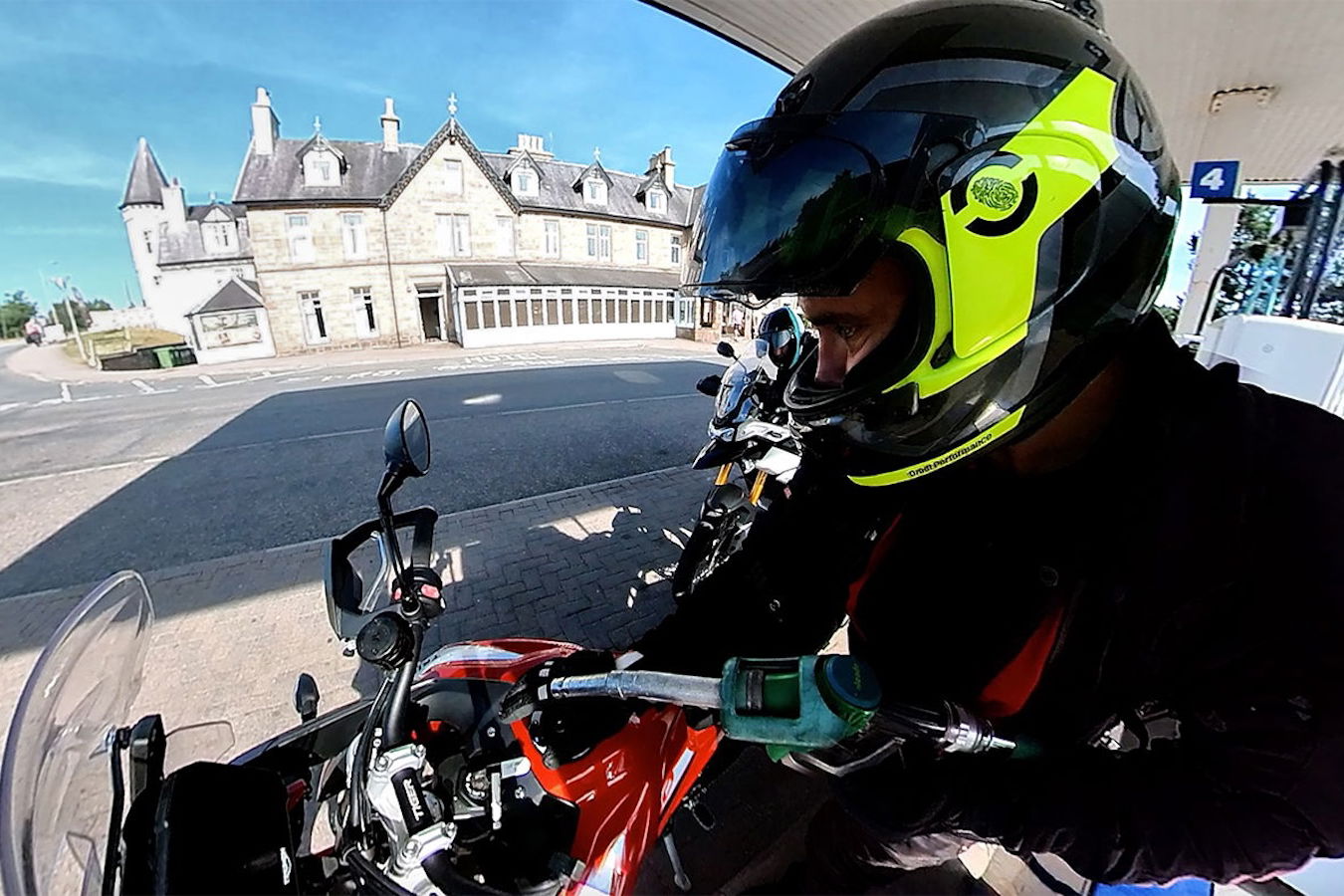 Refilling a motorcycle with fuel