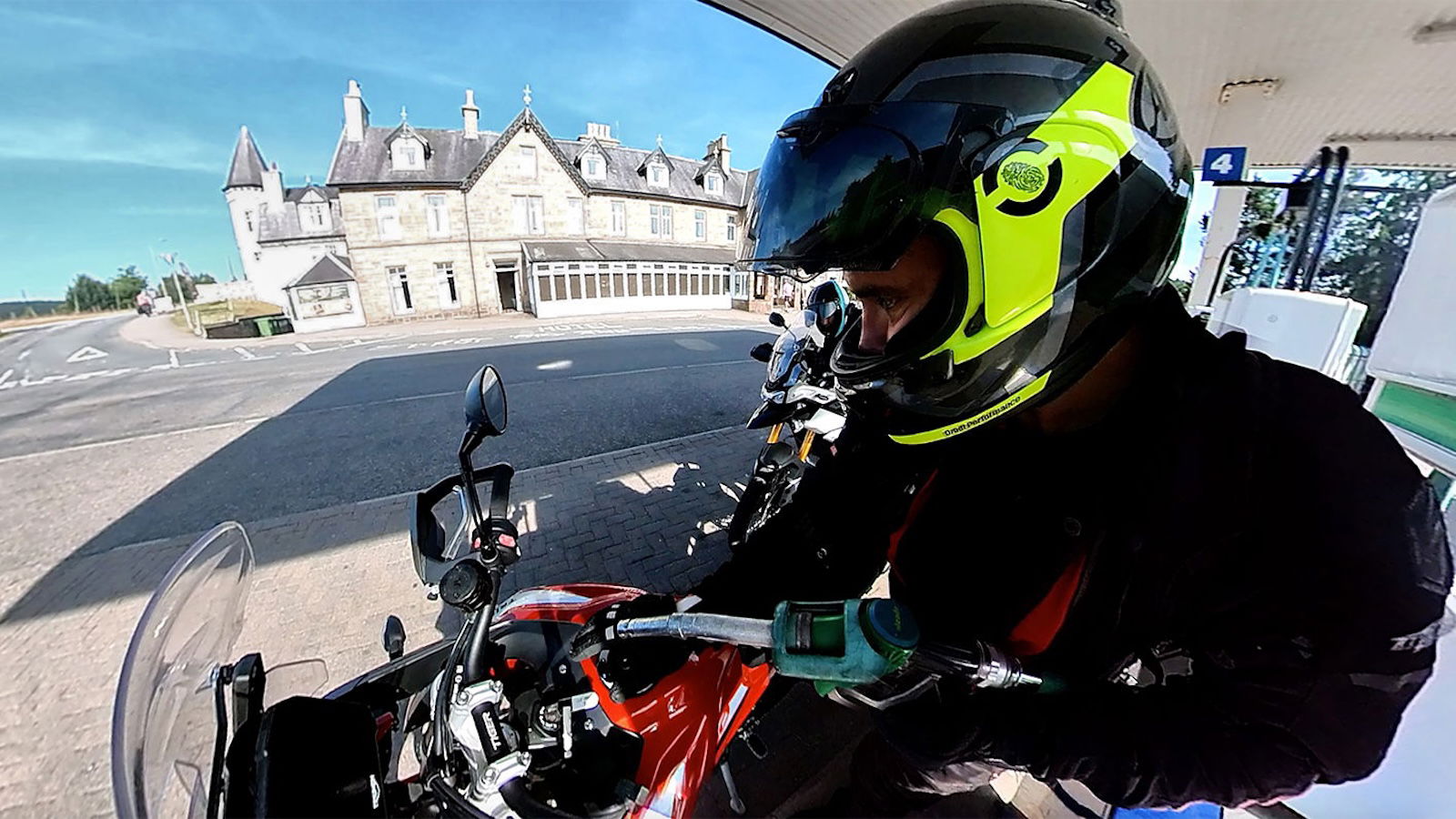 Refilling a motorcycle with fuel