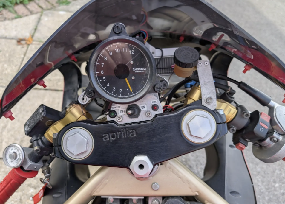 Ducati drag bike with an Aprilia top yoke. Photo credit - Iconic Auctioneers