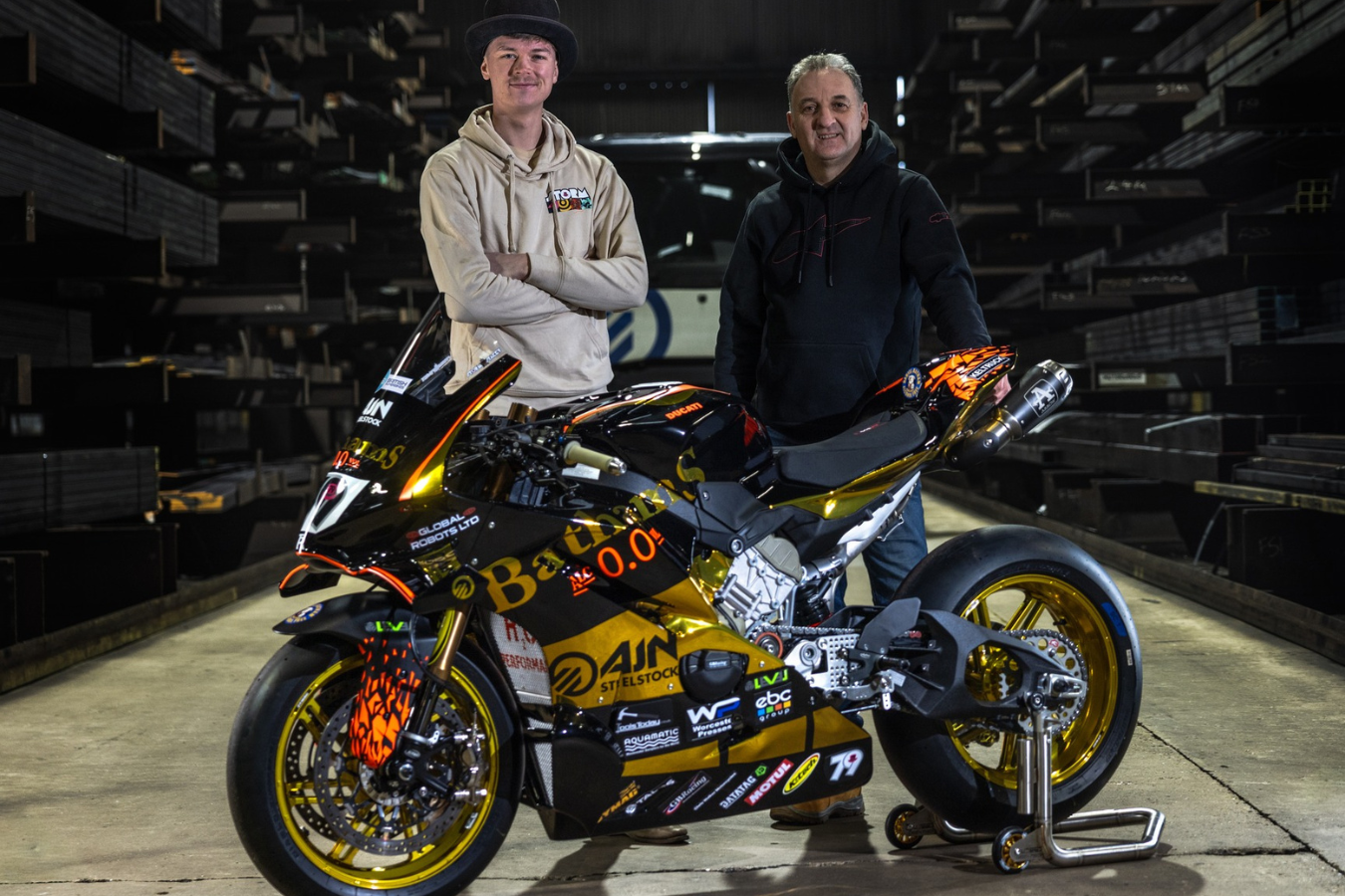 Storm Stacey and Michael Rutter with the Panigale V4 R