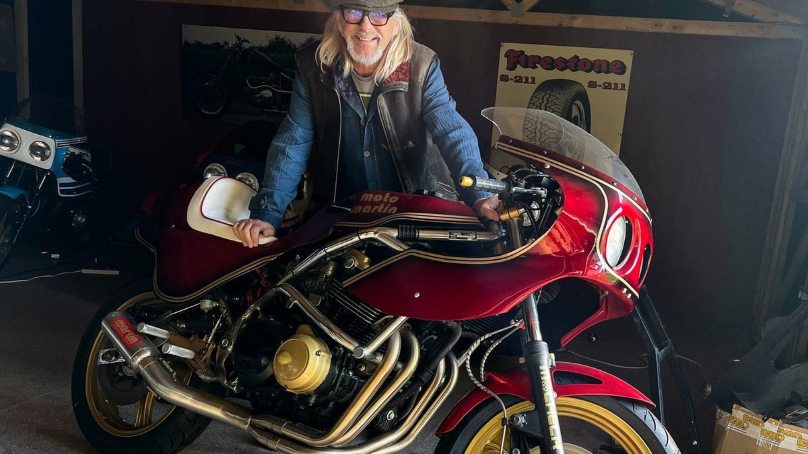 Henry Cole standing with the Moto Martin CB1100. Photo credit - Car and Classic