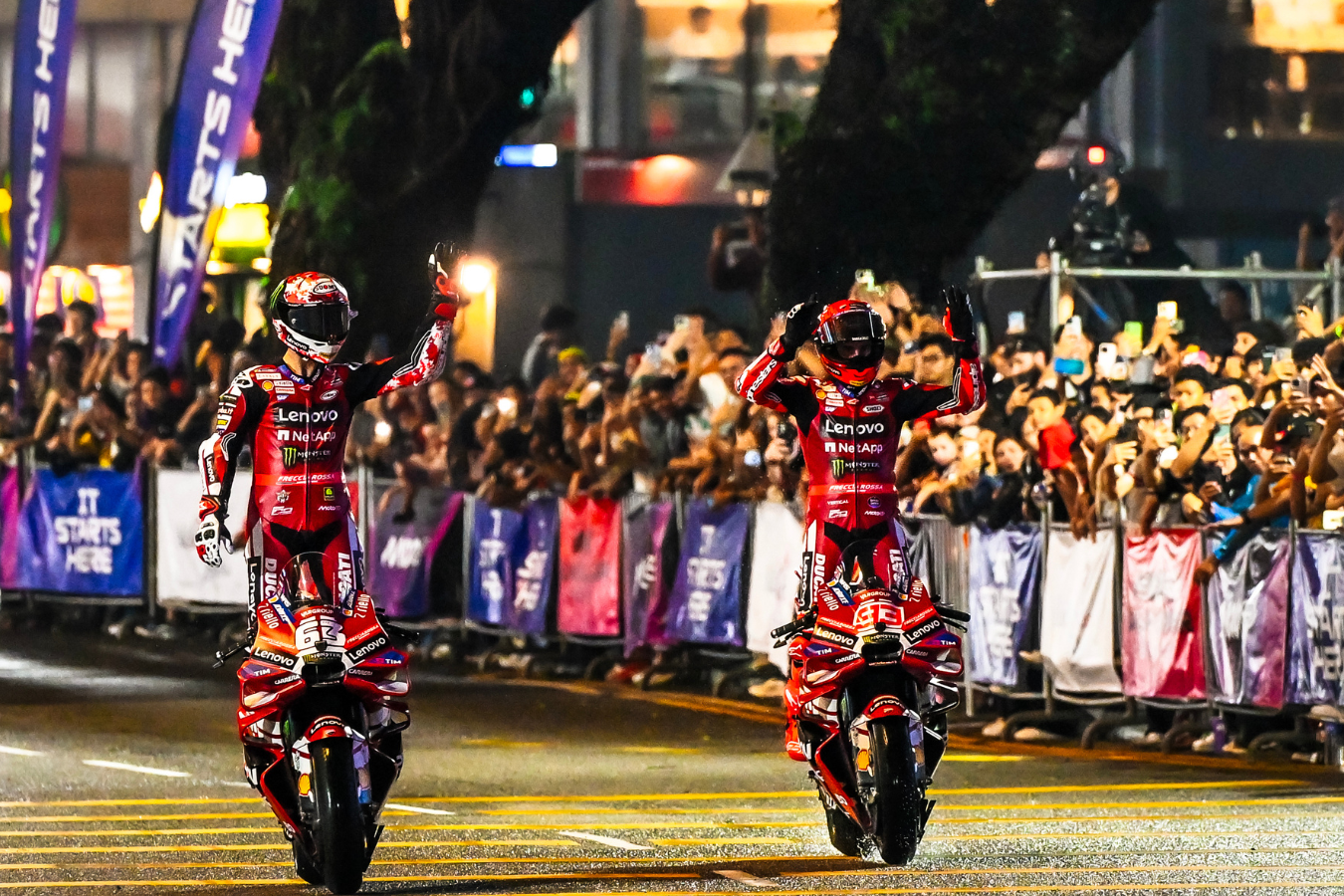 Marc Marquez and Francesco Bagnaia at the 2026 MotoGP season launch