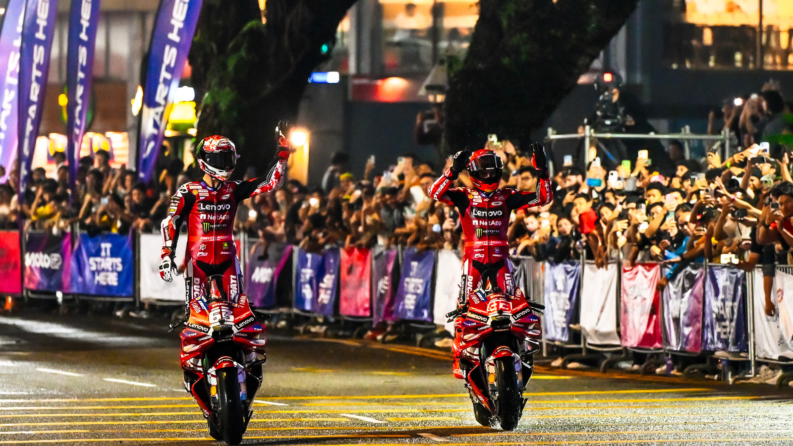 Marc Marquez and Francesco Bagnaia at the 2026 MotoGP season launch