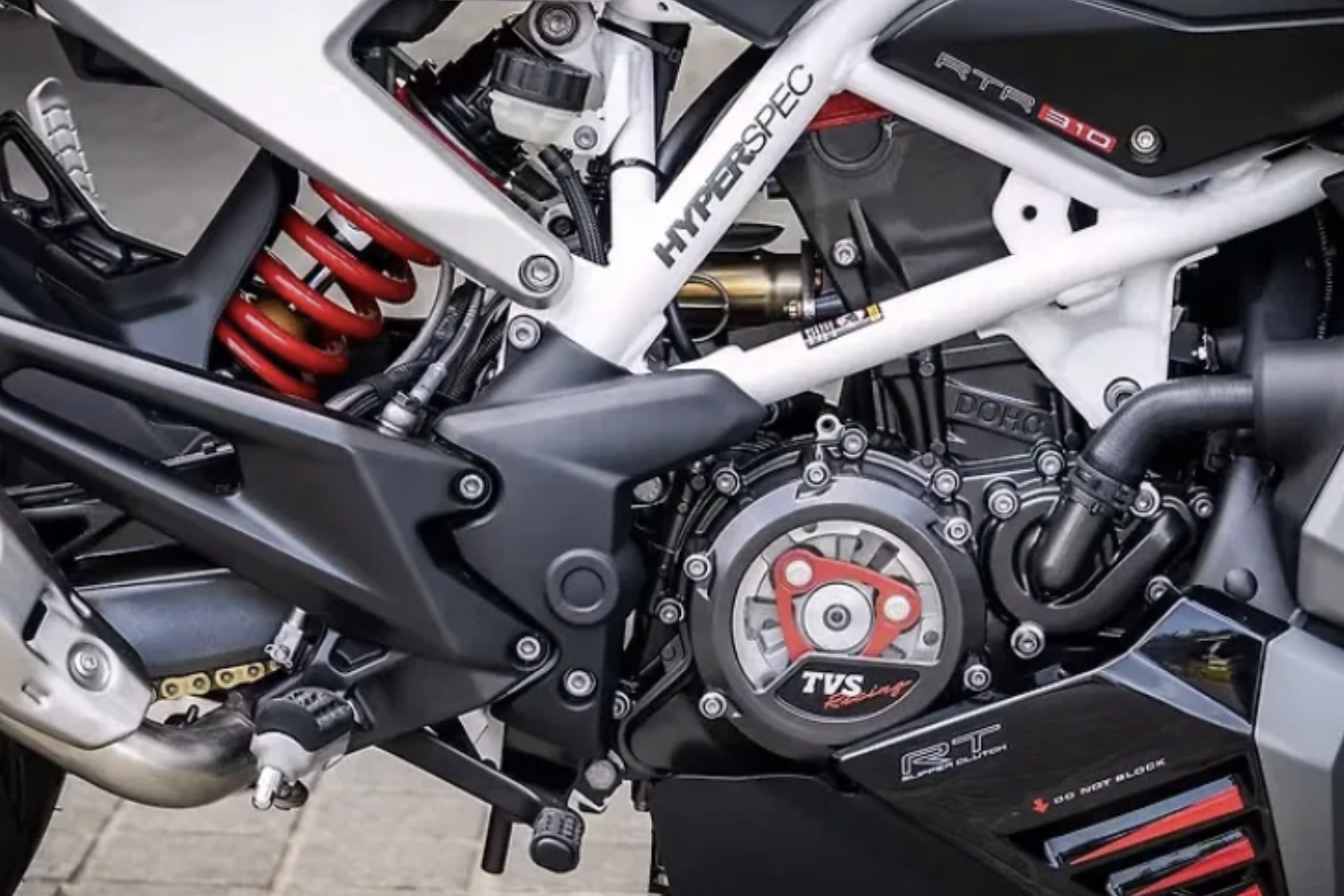 The frame of the TVS Apache RTR 310 naked