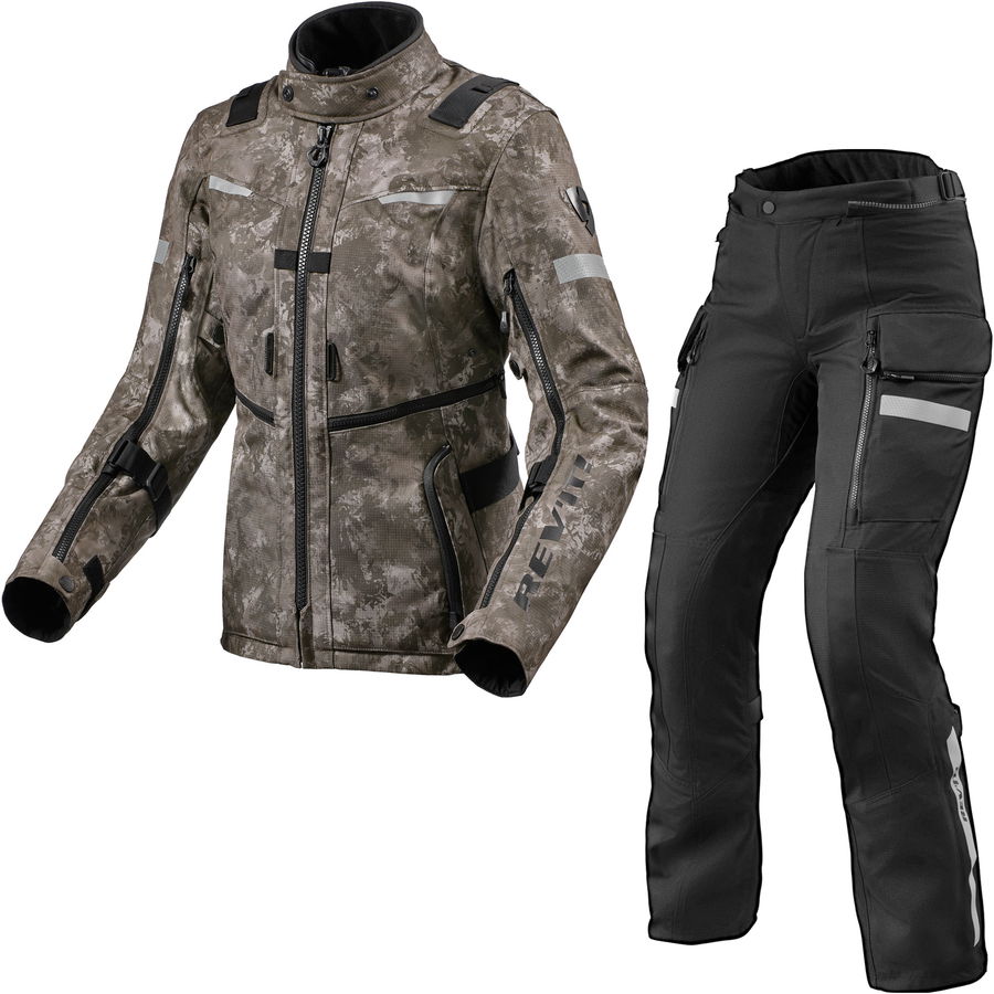 Rev It Sand 4 H2O Ladies Motorcycle Jacket & Trousers Camo Brown Black Kit