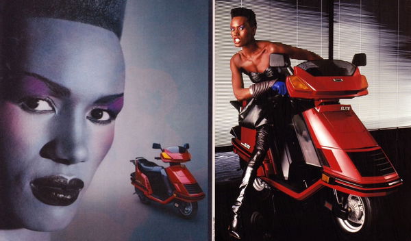 Grace Jones and Honda scooters