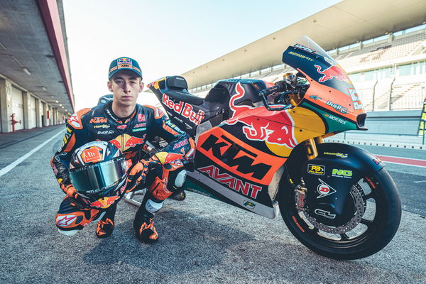 Pedro Acosta with his 2022 Red Bull KTM Ajo Moto2 bike.