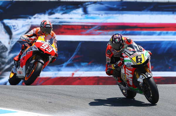 Stefan Bradl leads Marc Marquez, 2013 MotoGP US Grand Prix. - Gold and Goose