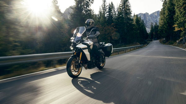 2023 Yamaha Tracer 9 GT+ on mountain road. - Yamaha