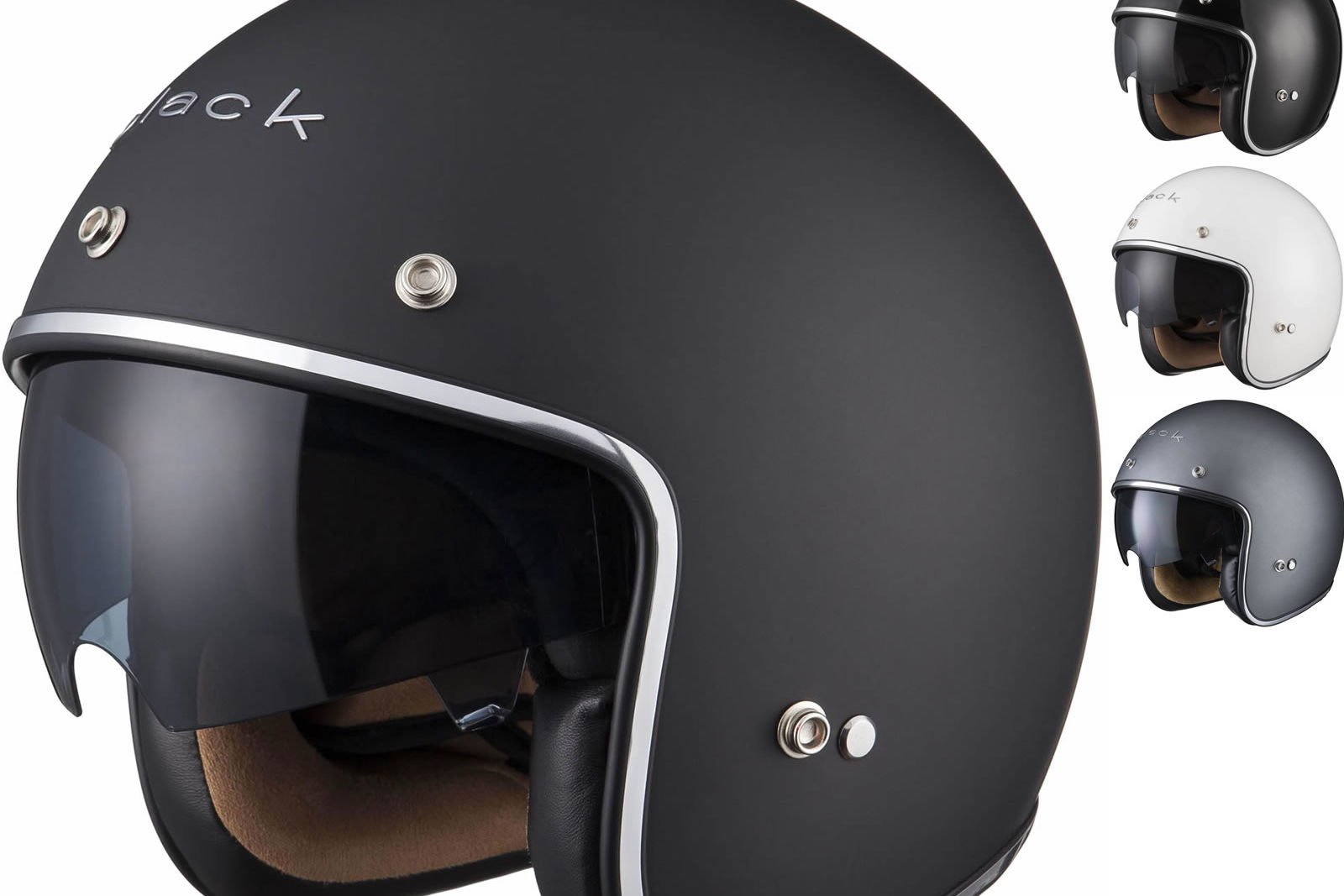 Black Classic Open Face Motorcycle Helmet (85)