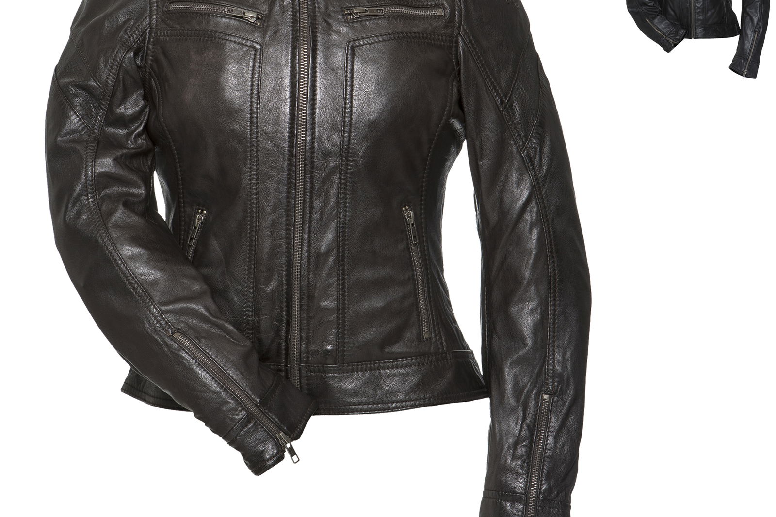 Black Athena Ladies Leather Motorcycle Jacket