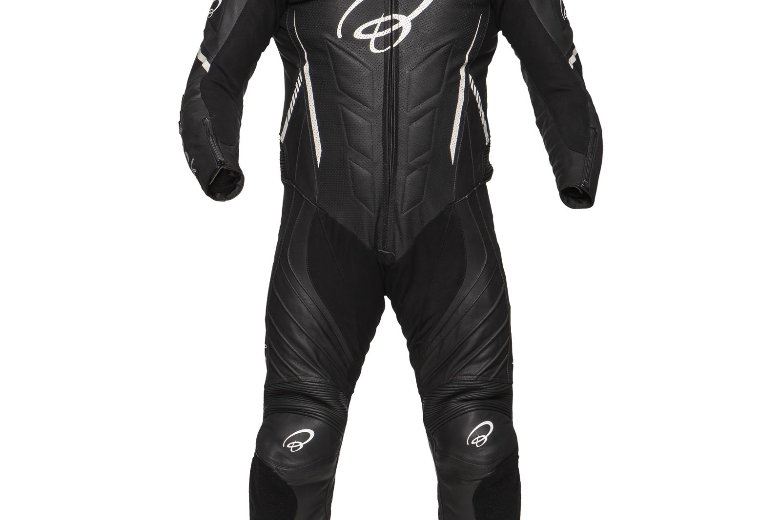 Black Thunder 1-Piece Leather Motorcycle Suit